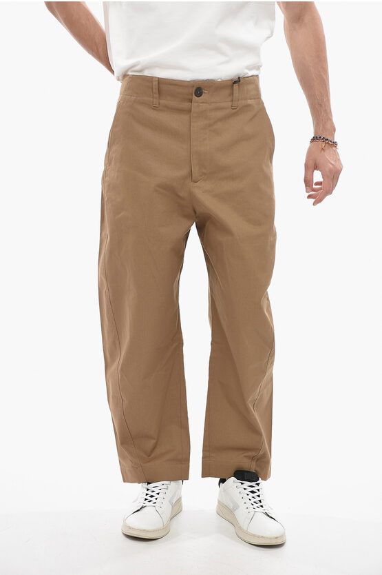 image of Studio Nicholson Cotton Twill Twisted Leg Aster Pants in Brown, Men's (Size 32)