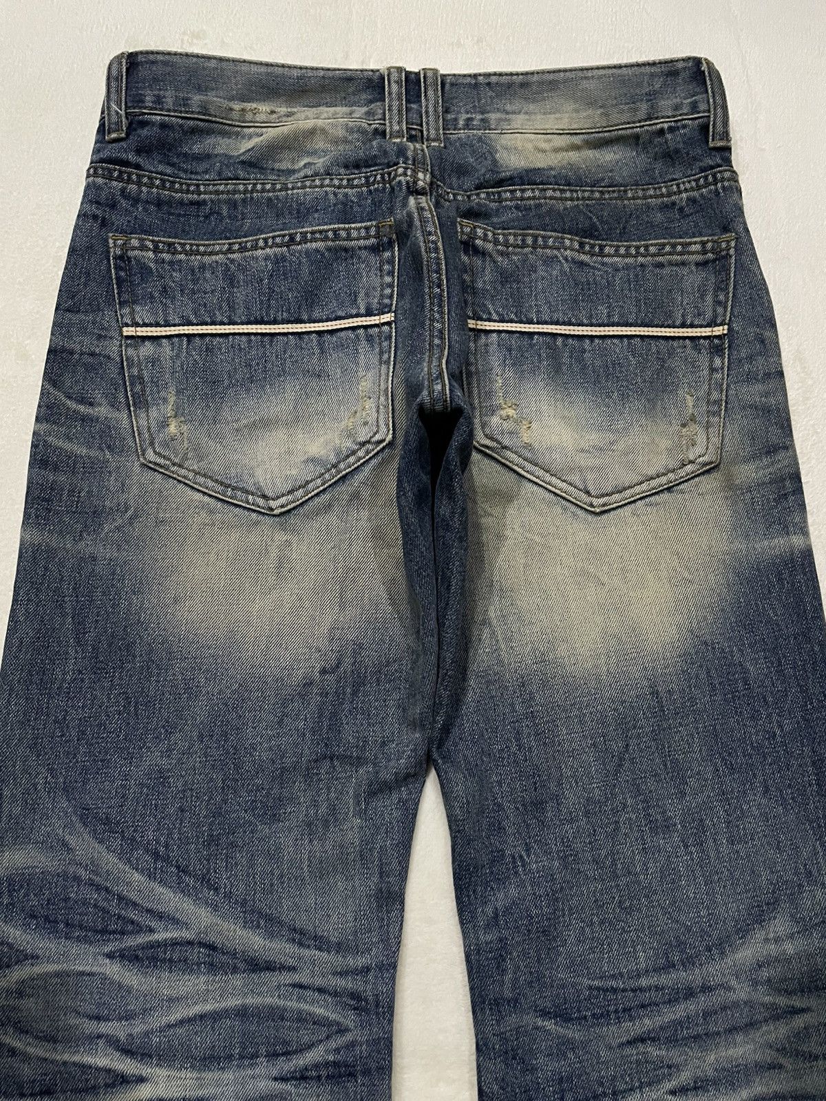 Japanese Brand Vintage Improves Boot Cut Distress Mudwash Denim Jeans Size US 31 - 12 Thumbnail