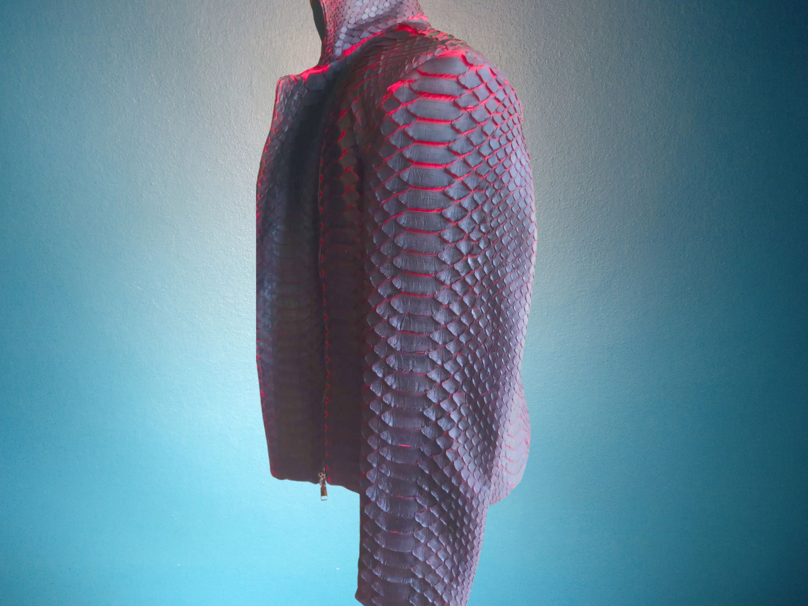 Handmade Snakeskin Motorcycle Leather Jacket with Red Gradation Size US XL / EU 56 / 4 - 4 Thumbnail