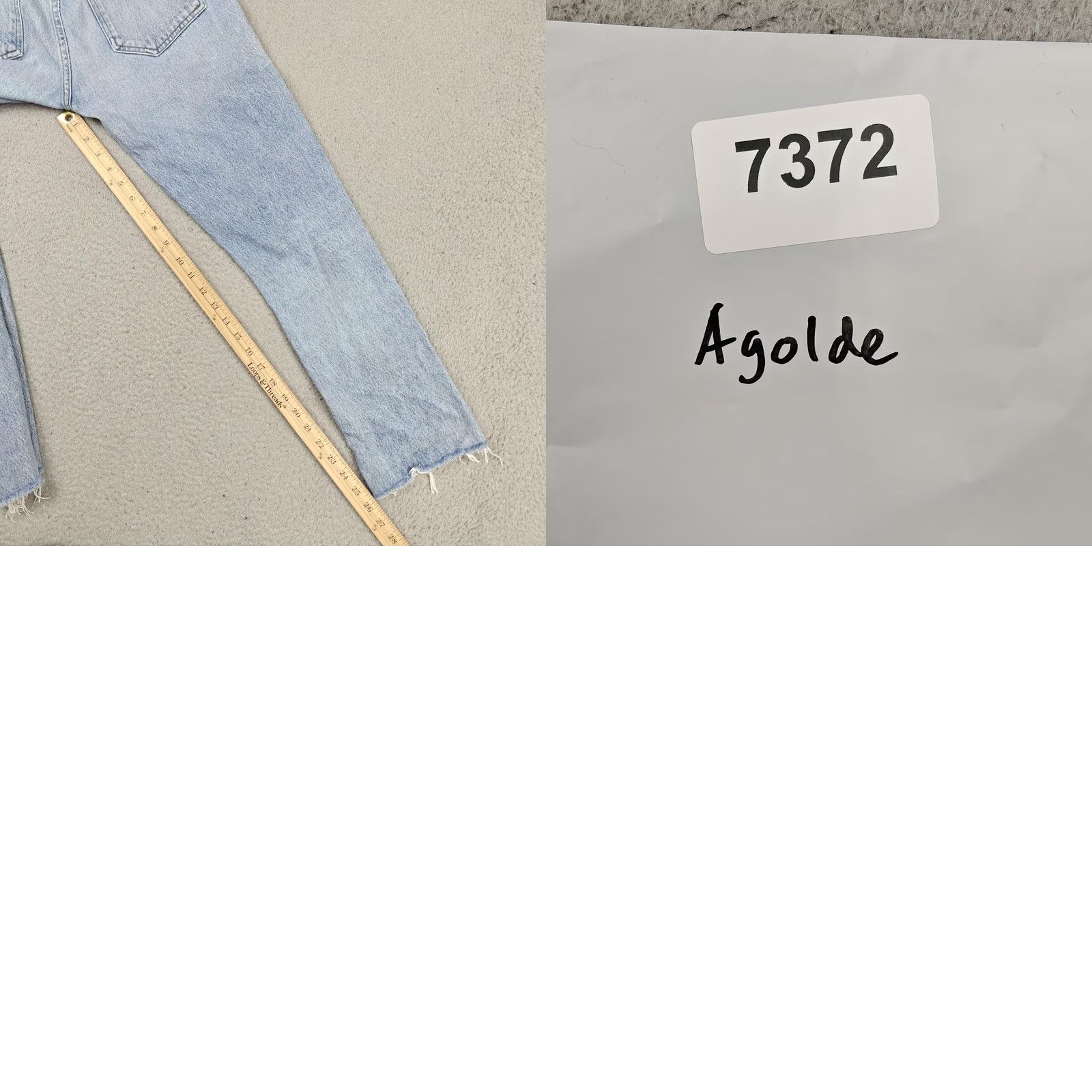 Agolde VINTAGE AGOLDE Riley Jeans Womens 25 Blue High Rise Straight Crop Raw Hem Button Fly Size 42" / US 20 - 8 Thumbnail
