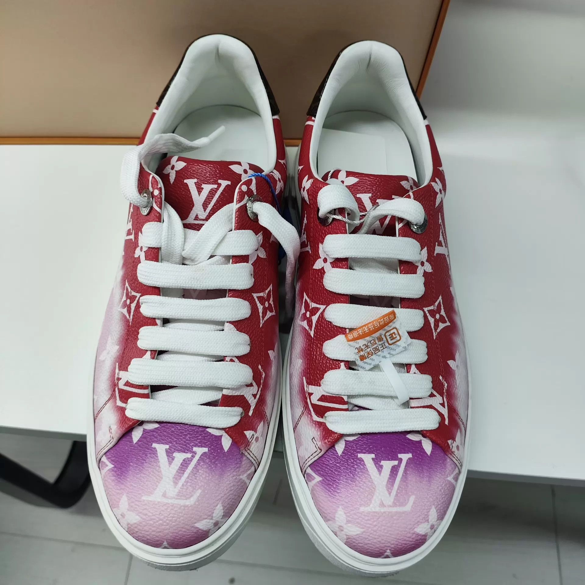 Louis Vuitton LV Monogram Gradient Red Sneaker 38.5 Size US 8 / IT 38 - 1 Thumbnail