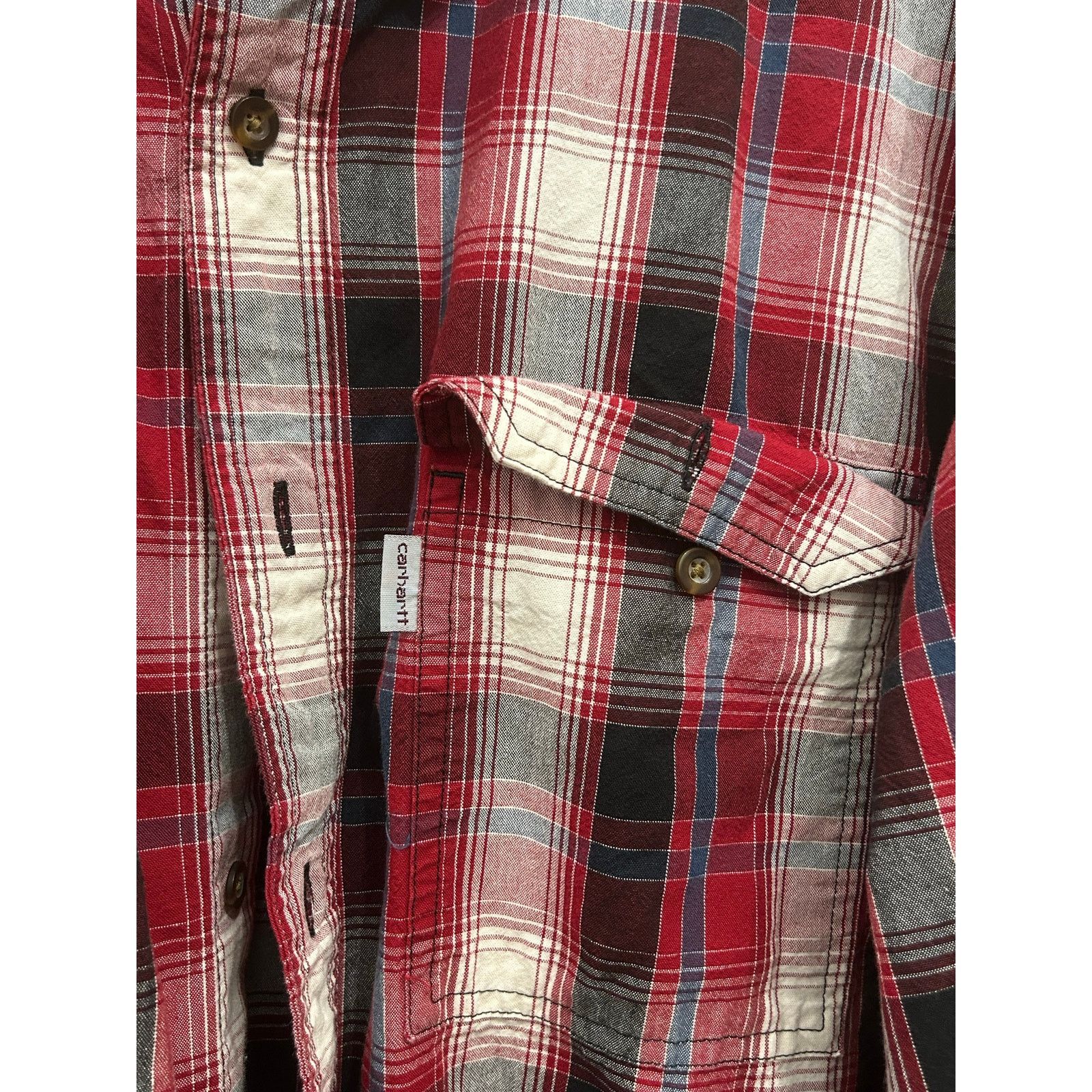 Carhartt Carhartt Red Plaid Relaxed Fit Flannel Shirt 2XL Size US XXL / EU 58 / 5 - 2 Thumbnail