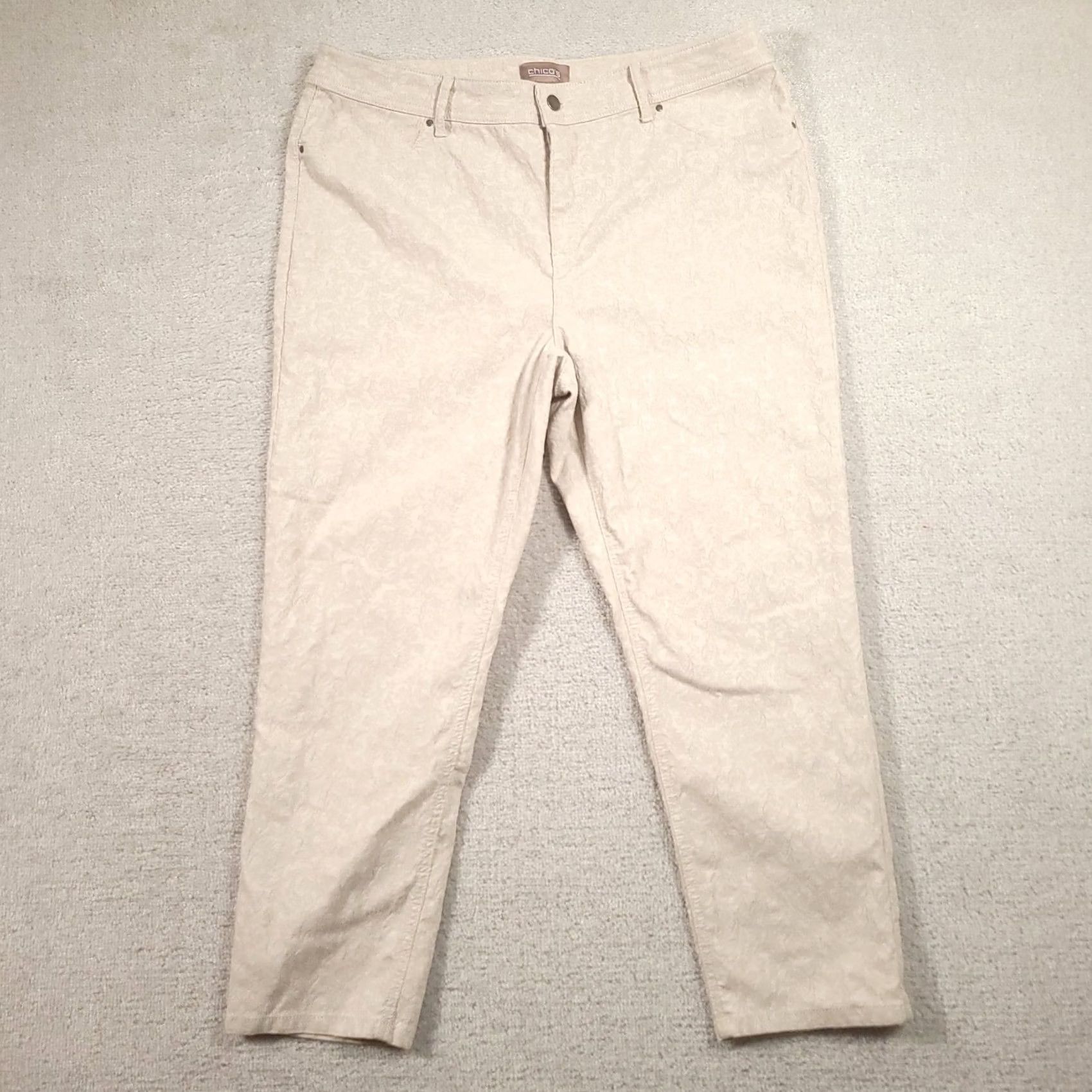 Vintage Chico's Pants Womens Size 3 Ankle Beige Stretch Preppy Adult 36x26 Jeans Regular Beige Womens Size 40" / US 18 - 2 Thumbnail