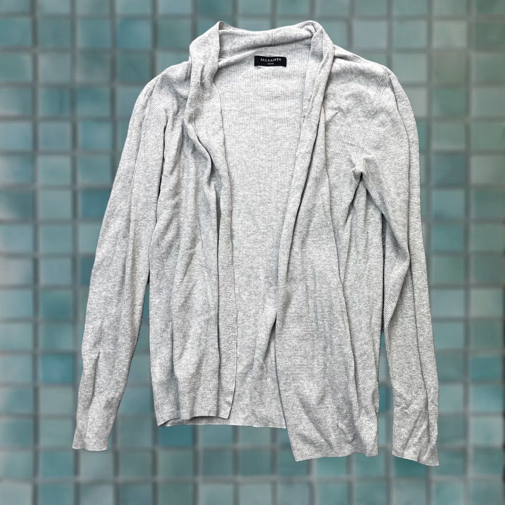 Allsaints AllSaints Cardigan Womens Small Gray Open Front Knit Long Sleeve Cotton Cashmere Size S / US 4 / IT 40 - 1 Thumbnail