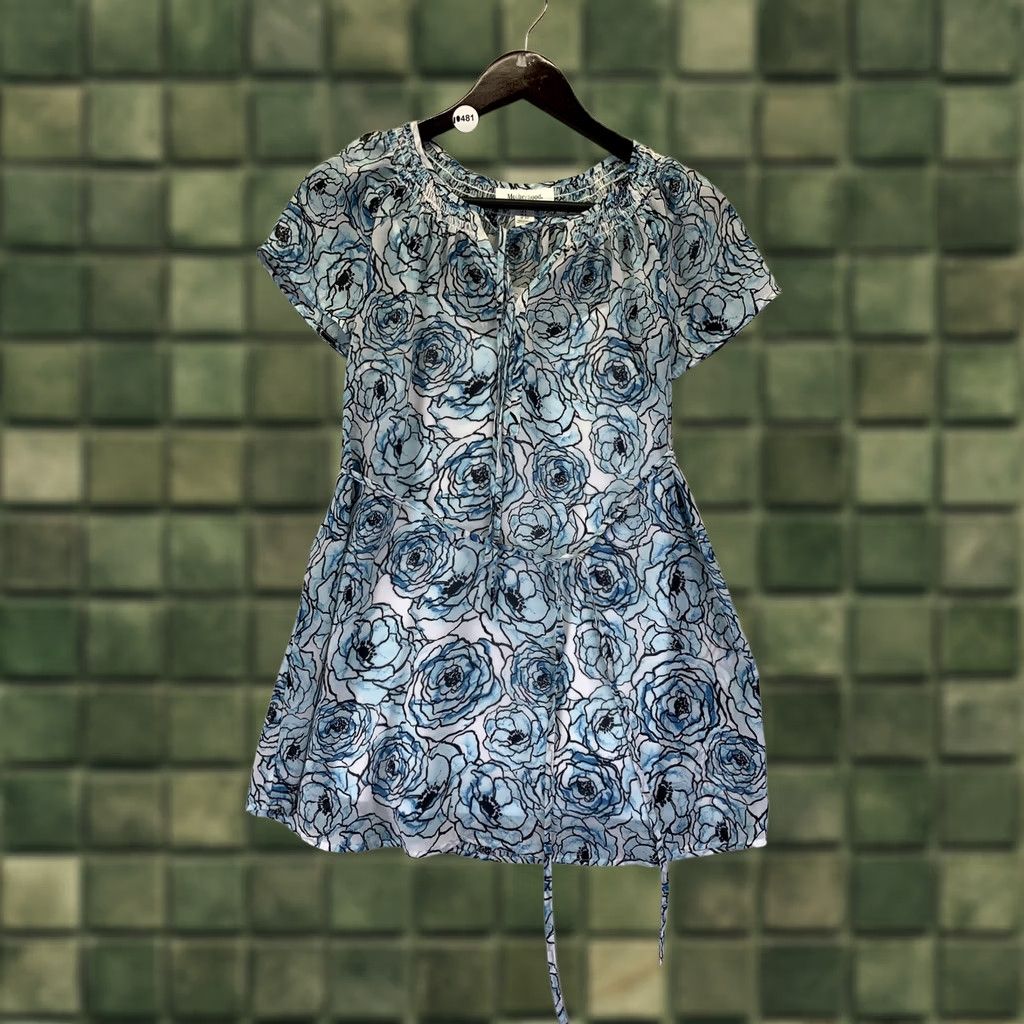 Vintage Motherhood Maternity Blue Floral Chiffon Sheer Top S Womens Blouse Shirt Size S / US 4 / IT 40 - 1 Thumbnail