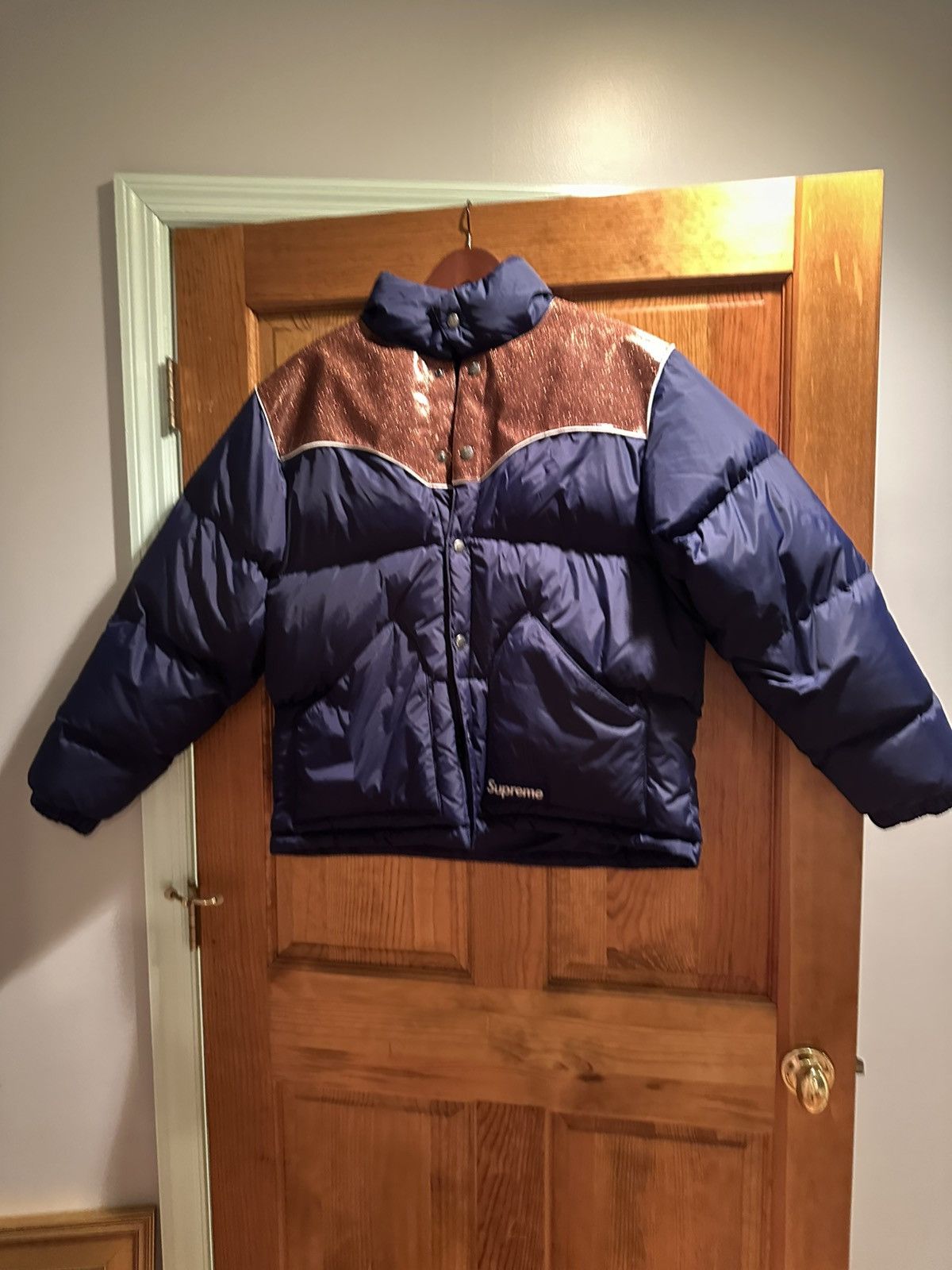 Supreme Supreme Glitter Yoke Down Puffer Jacket 'Navy' Size US M / EU 48-50 / 2 - 2 Thumbnail