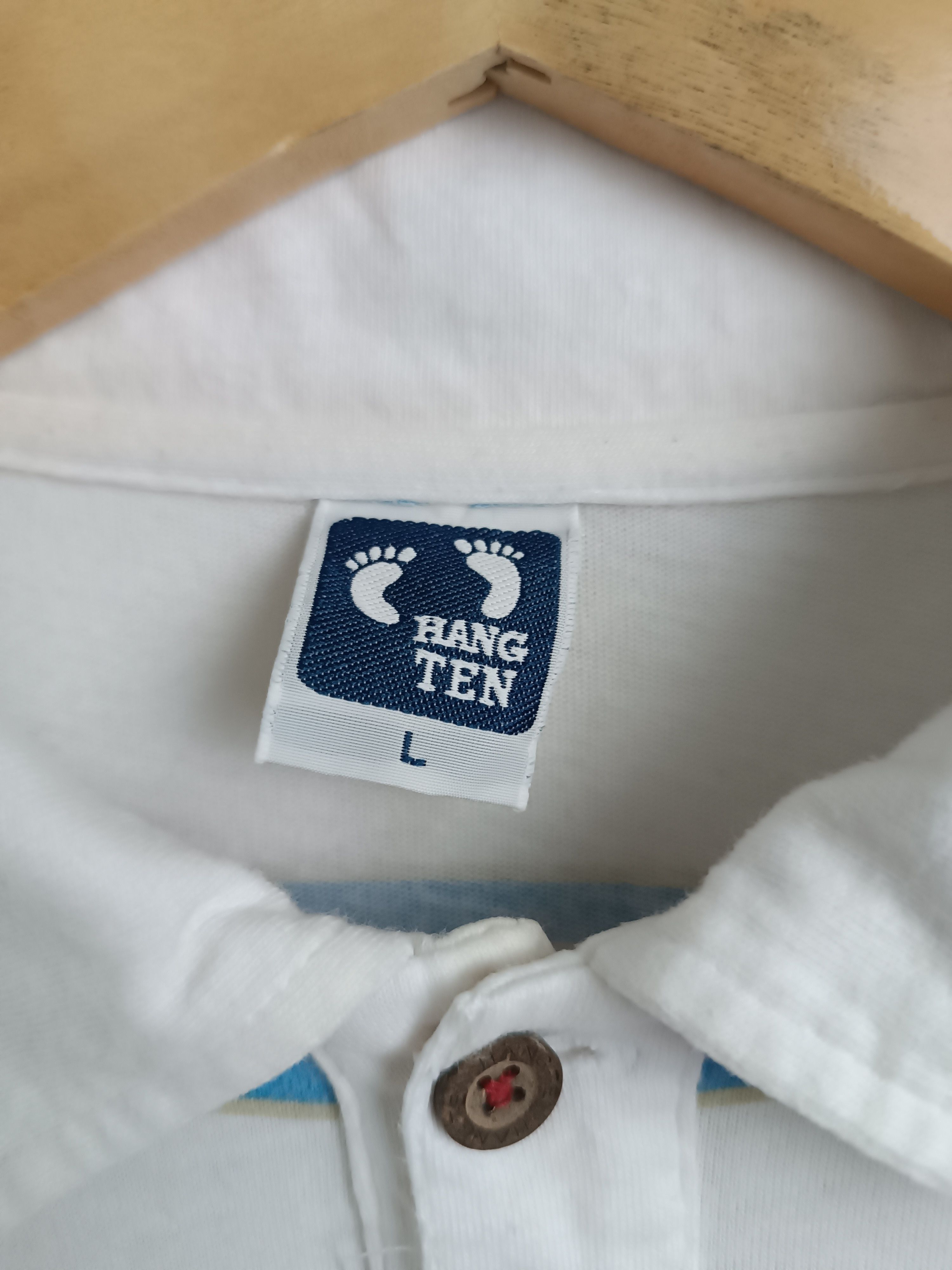 Hang Ten VINTAGE HANG TEN COLLAR TEE WOOD BUTTON HAWAII BEACH Size US L / EU 52-54 / 3 - 8 Thumbnail