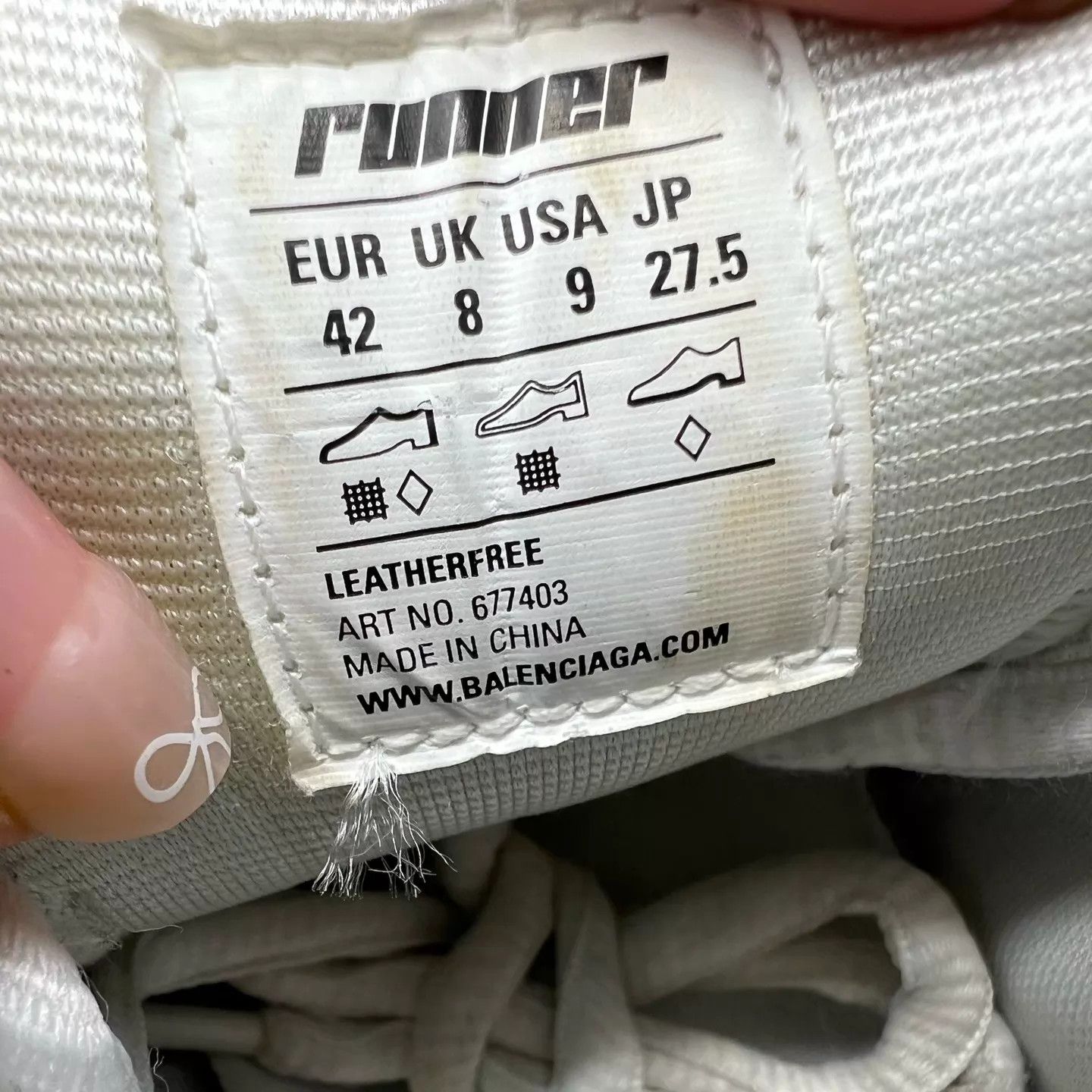 Balenciaga Balenciaga Runner White 42 Side Sponge Wear Size US 9 / EU 42 - 4 Thumbnail