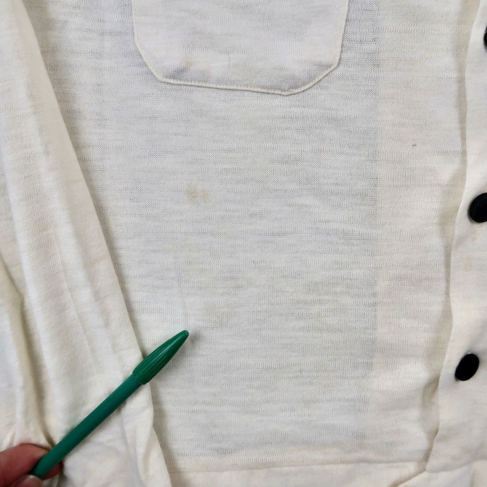 Vintage VINTAGE Campus Shirt Womens M Ivory 60s Di Firenze by 60s Mod Acrylic Knit Button Up Size M / US 6-8 / IT 42-44 - 7 Thumbnail