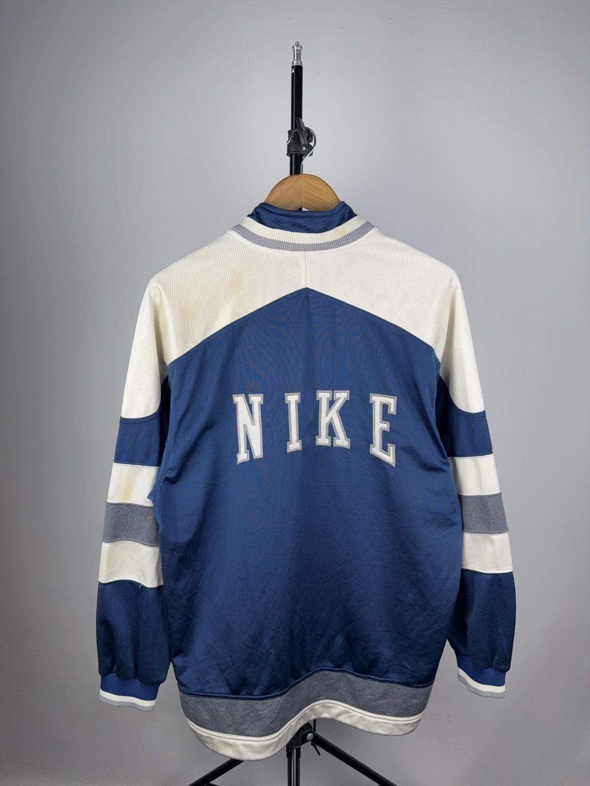 Nike × Vintage 90s Nike Varsity Style Track Jacket Blue White Retro Y2K Size US S / EU 44-46 / 1 - 10 Thumbnail