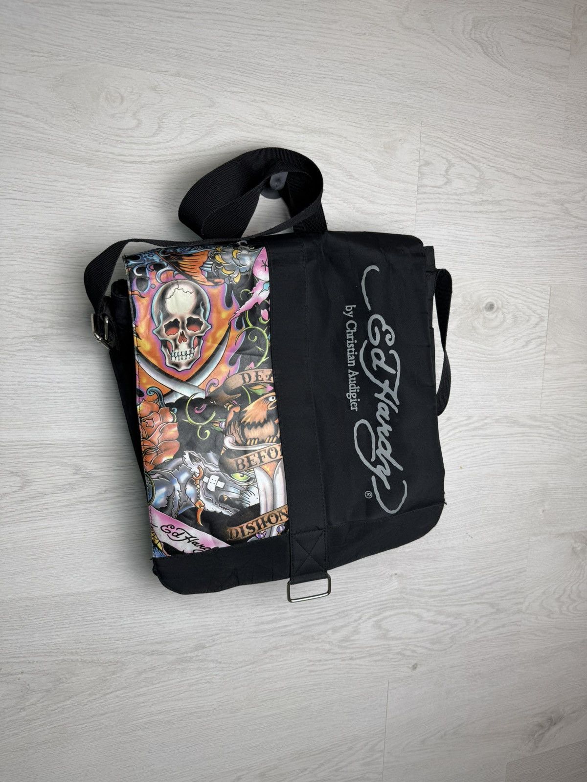 Ed Hardy Ed Hardy Tattoo Skull Messenger Bag by Christian Audigier Size ONE SIZE - 1 Thumbnail