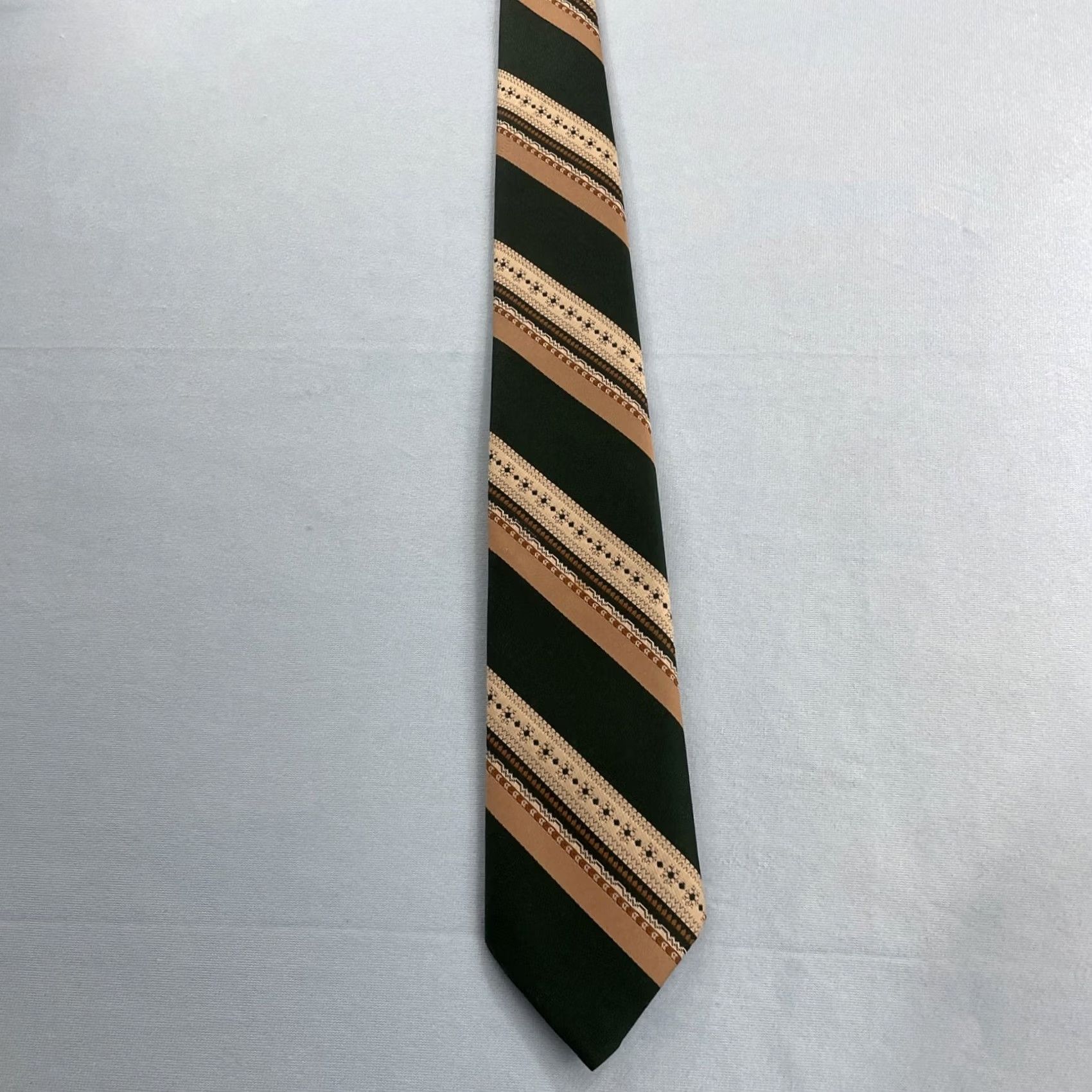 Vintage VINTAGE Tattersall Repp Tie Woven Textured Green Brown Western Necktie 3x57 Men Tie 57"-60" Size ONE SIZE - 3 Thumbnail