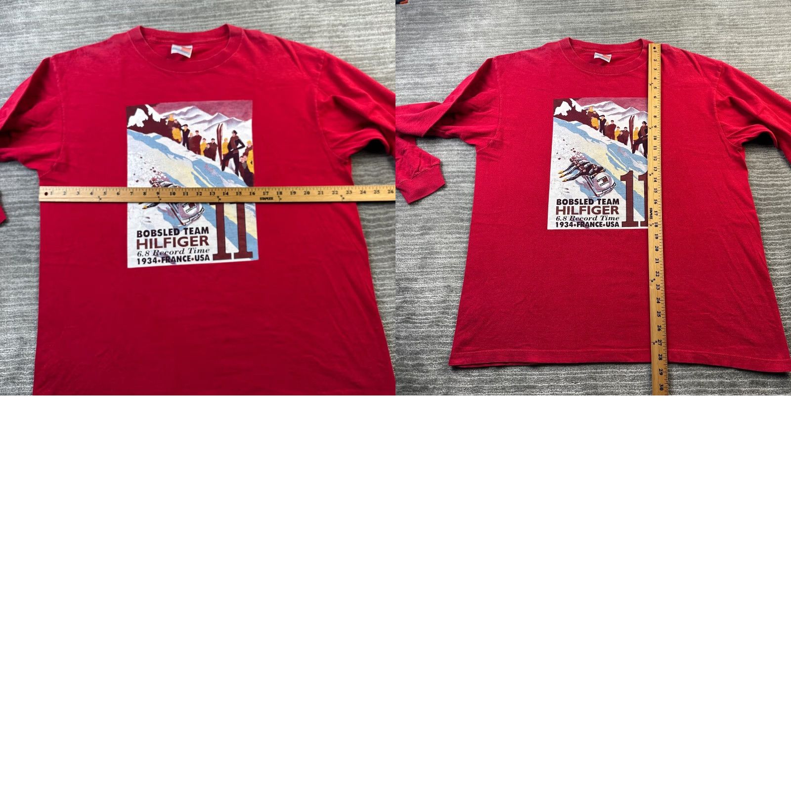 Tommy Hilfiger VINTAGE Tommy Hilfiger Shirt Mens Large Red Snow Ski Graphic USA Made Size US L / EU 52-54 / 3 - 8 Thumbnail