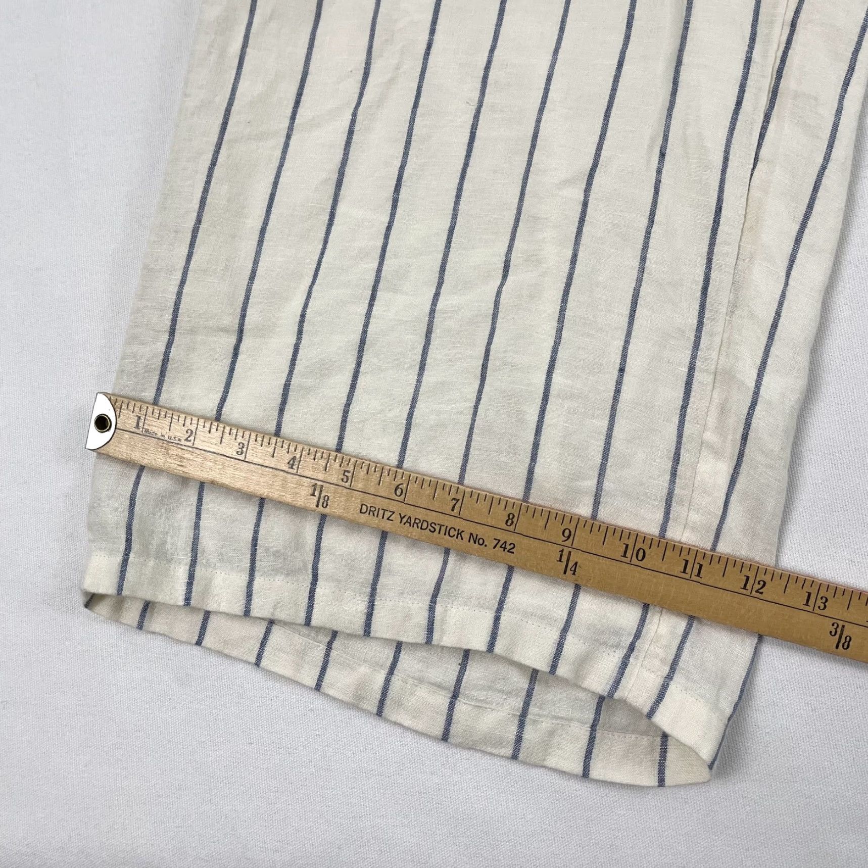 J.Crew J. Crew Soleil Pants Womens XL Ivory White Striped Linen Wide Leg Lined Elastic Size 40" / US 18 - 7 Thumbnail