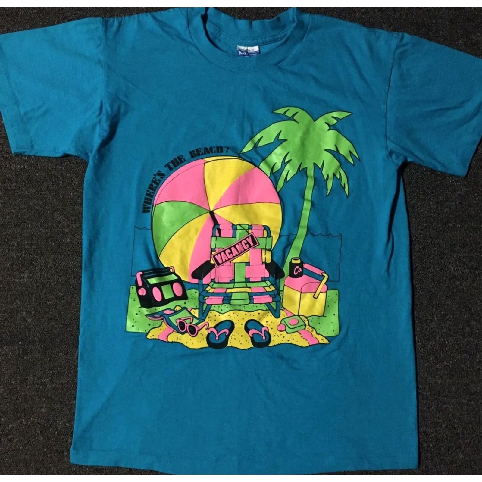 Vintage VINTAGE Wheres The Beach? T-Shirt S USA Surf Hawaii Vaporwave Neon OP TC Skate 90s Shirt Men Blue Short Sleeve 100% Cotton Graphic Tee Size S Size US S / EU 44-46 / 1 - 2 Thumbnail