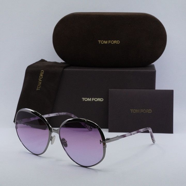 Tom Ford Yvette FT0913 14Z Sunglasses Ruthenium Round Frame display picture 1