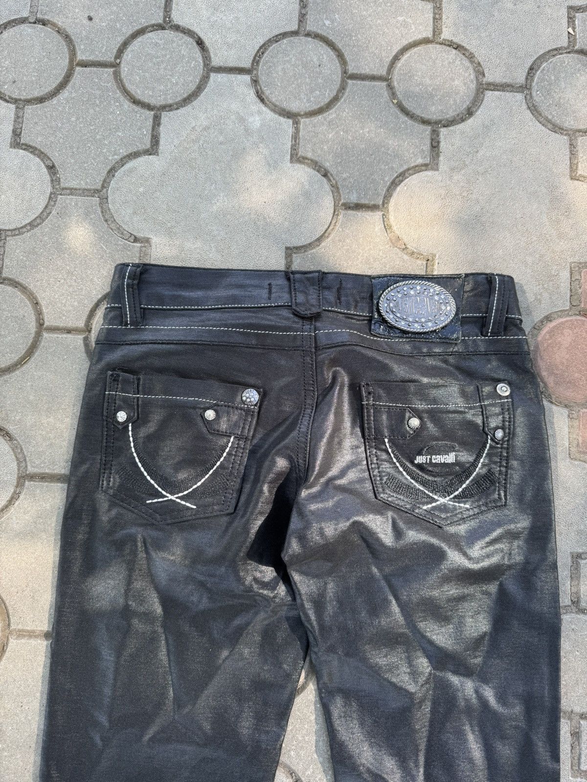 Just Cavalli Archive Just Cavalli Black Waxed Jeans Y2K Size 26" / US 2 / IT 38 - 3 Thumbnail