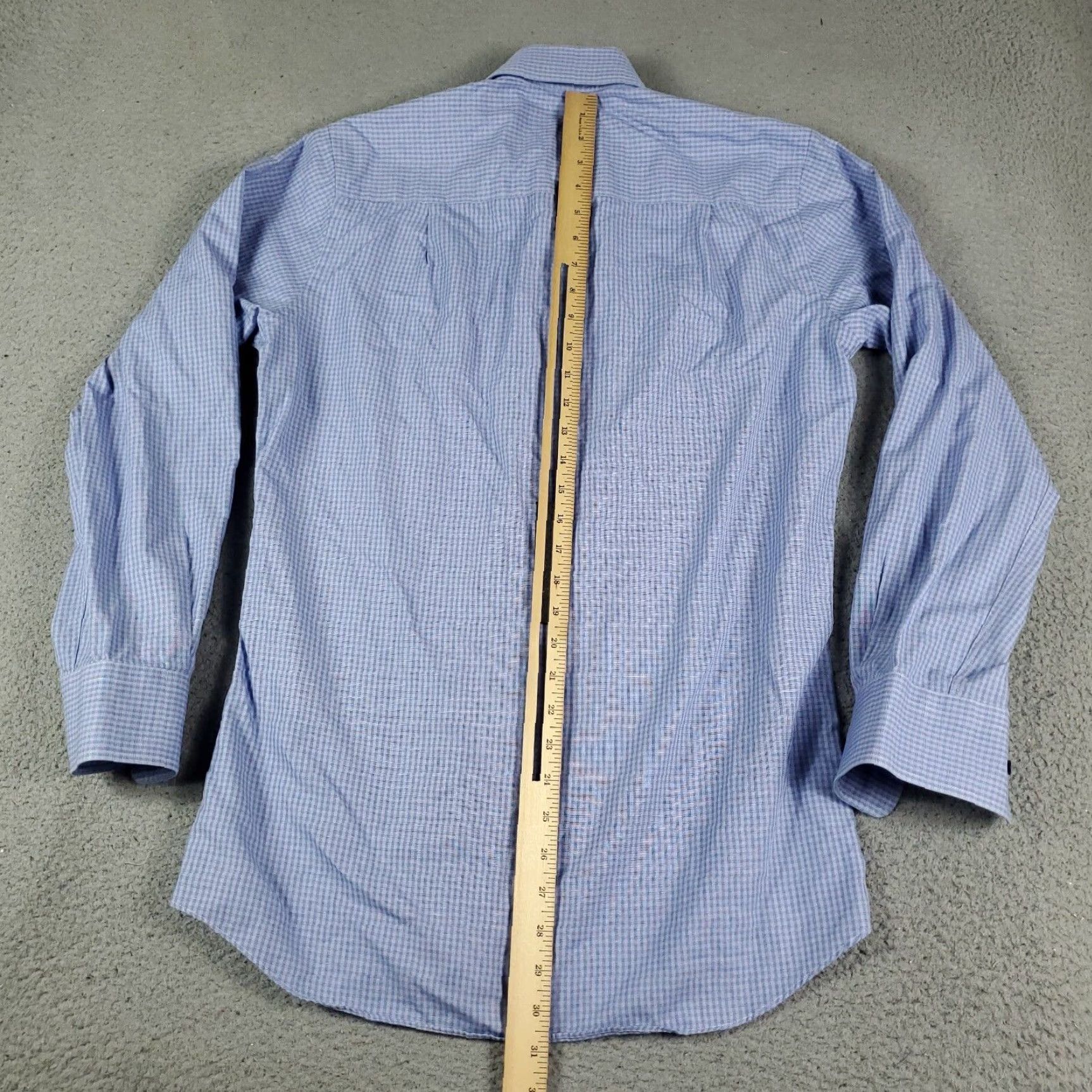 David Donahue VINTAGE David Donahue Men's Dress Shirt Size 15 Blue Plaid Cotton Long Sleeve Formal Business Size 40R - 3 Thumbnail