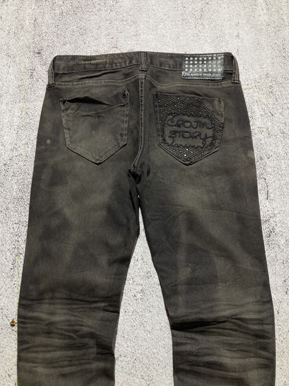 Japanese Brand 2000s Crown Denim Ripped Clawmark Denim Jeans Punk Gothic Size US 27 - 2 Thumbnail