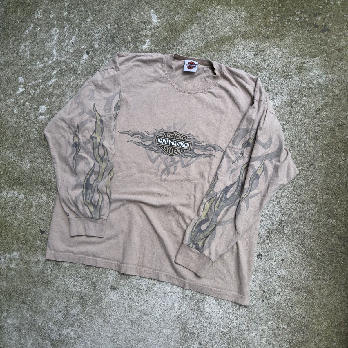 Harley Davidson Vintage Harley Davidson Beige Flame Longsleeve Size US XL / EU 56 / 4 - 5 Thumbnail