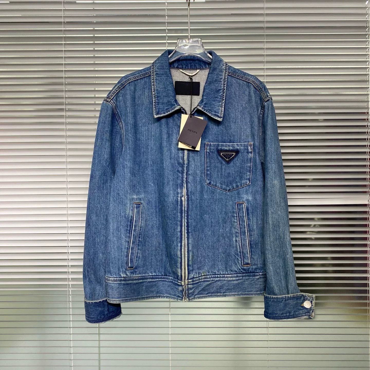 Prada Prada Denim Jacket Enamel Triangle Logo Size US M / EU 48-50 / 2 - 1 Thumbnail