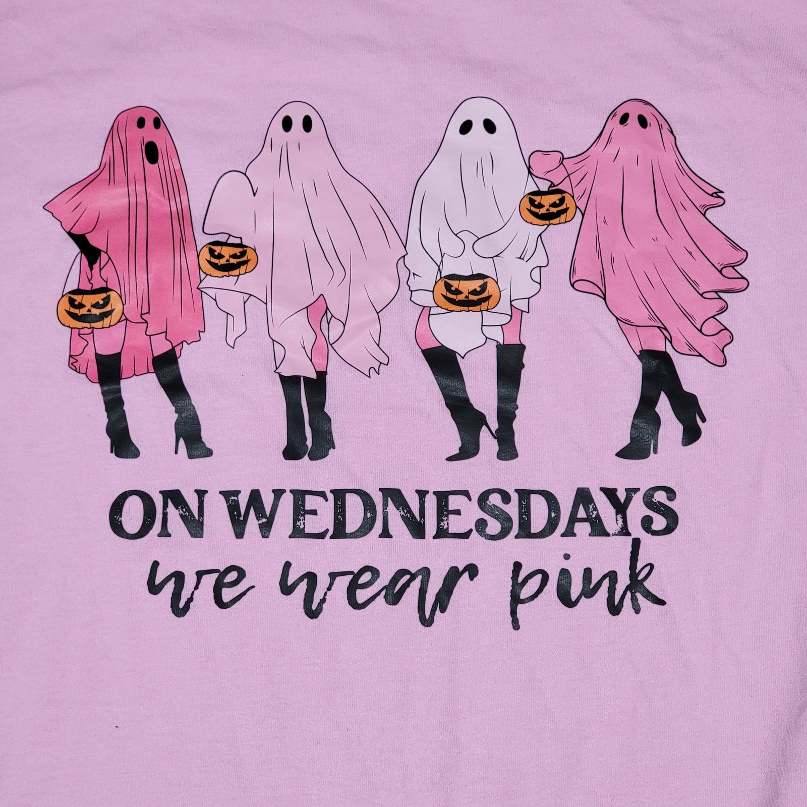 Other Halloween Tee "On Wednesdays We Wear Pink" Ghosts - Large Size L / US 10 / IT 46 - 2 Thumbnail