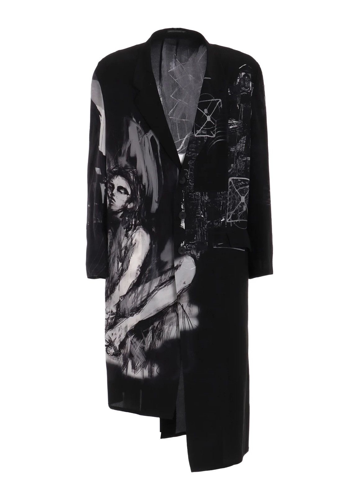 Yohji Yamamoto SS25 Pour Homme Jacket Asymmetric Long Jacket Size US L / EU 52-54 / 3 - 1 Thumbnail