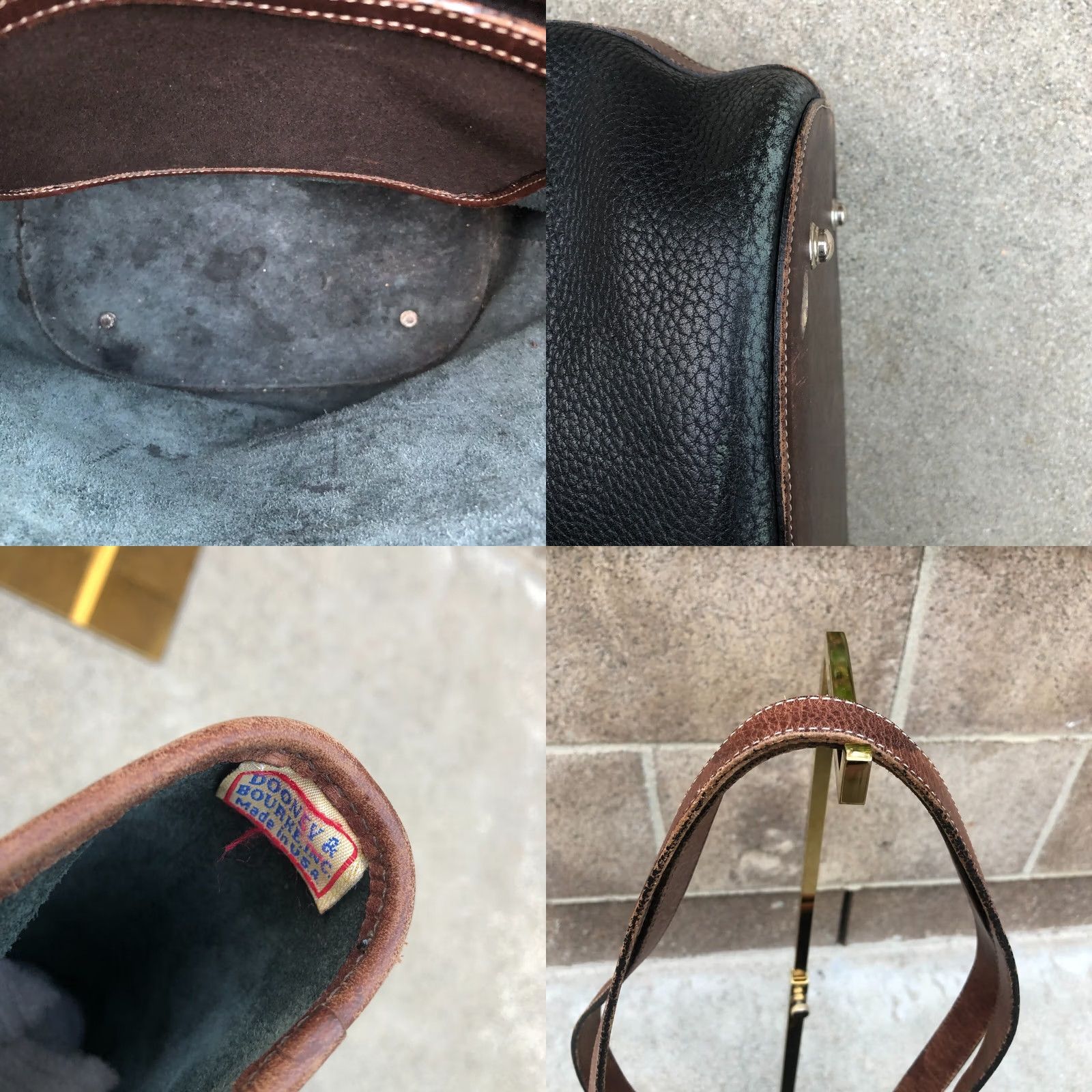 Dooney & Bourke VINTAGE Dooney & Bourke Leather Tote Bag Purse Shoulder Leather Black Buckle Bag Womens Large 12" W x 11.5" H x 6" D Brown/Black Buckle Leather Size ONE SIZE - 9 Thumbnail