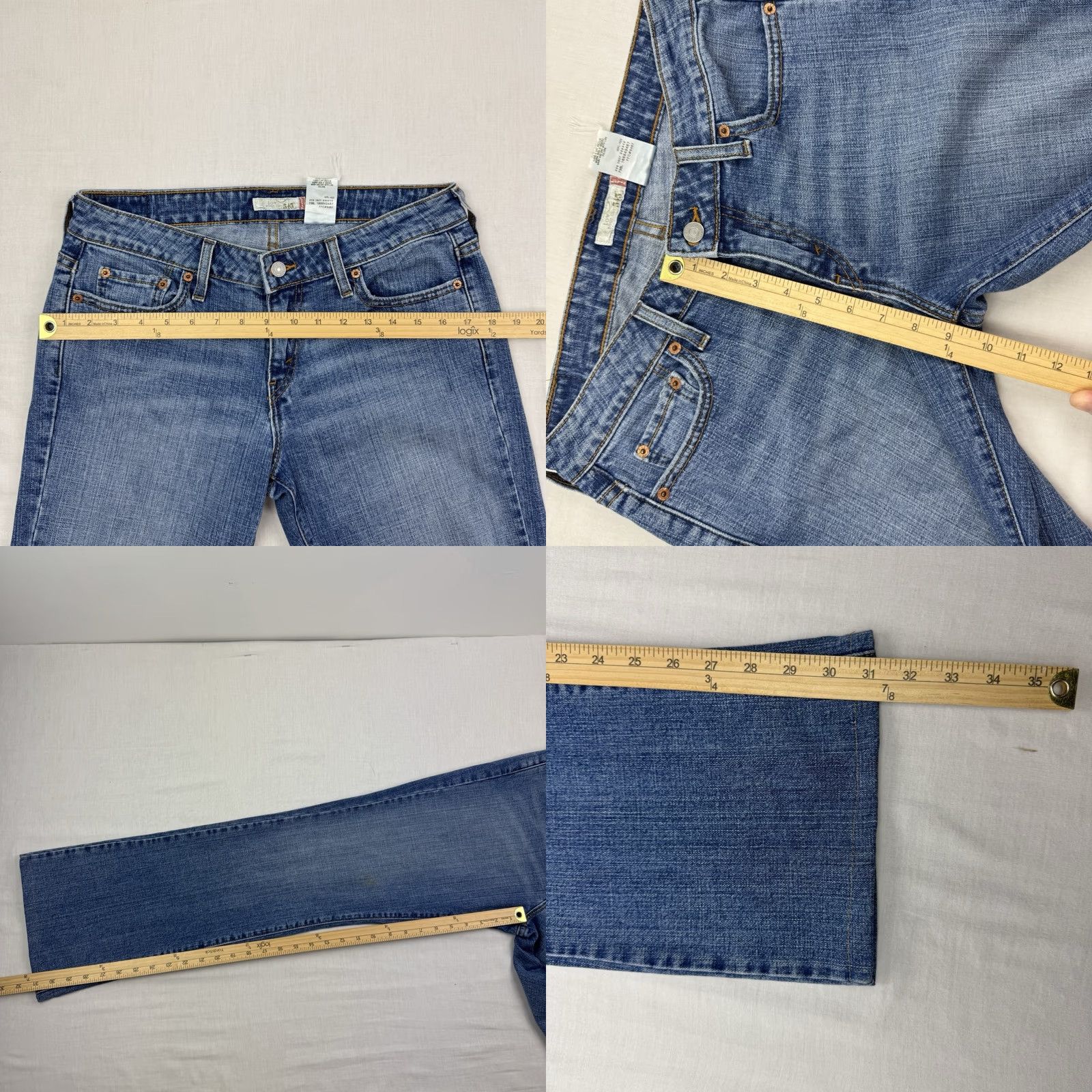 Levi's VINTAGE Levis 545 Low Bootcut Jeans Womens 30x31 Mid Rise Hipster Y2K Blue Denim Cotton Spandex Size 30" / US 8 / IT 44 - 8 Thumbnail