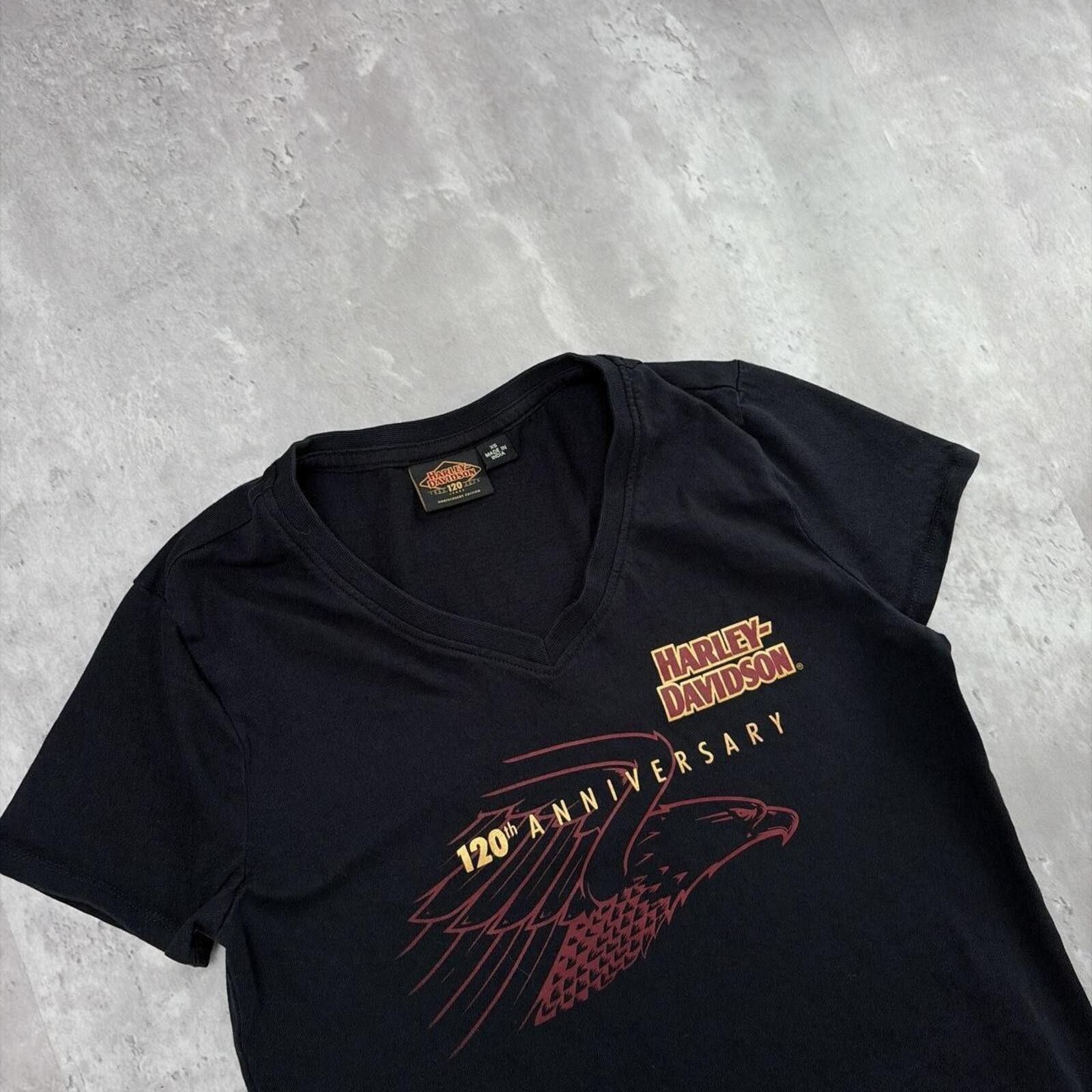 Harley Davidson Y2K Black Harley Davidson 120th Anniversary Biker T-Shirt Size XS / US 0-2 / IT 36-38 - 5 Thumbnail