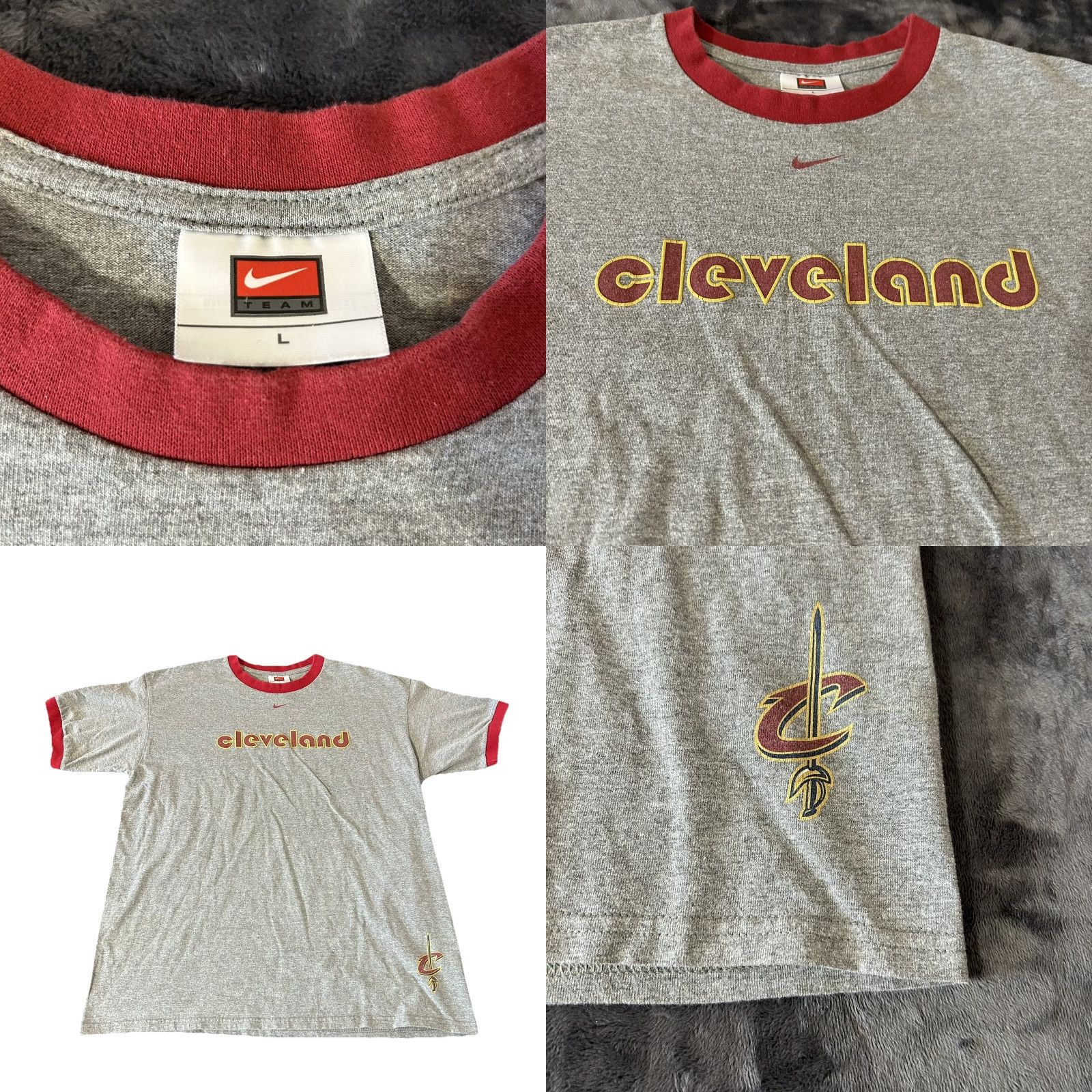 Nike VINTAGE Nike Team Cleveland Cavaliers Cavs Shirt Men Large Gray Short Sleeve Size US L / EU 52-54 / 3 - 11 Thumbnail