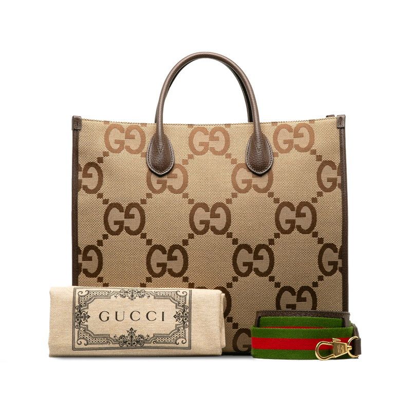 Gucci Gucci Gucci Jumbo GG Canvas Leather 2WAY Shoulder Tote Bag 678839 Canvas Tote Bag 678839 in Very Good Condition Size ONE SIZE - 1 Thumbnail