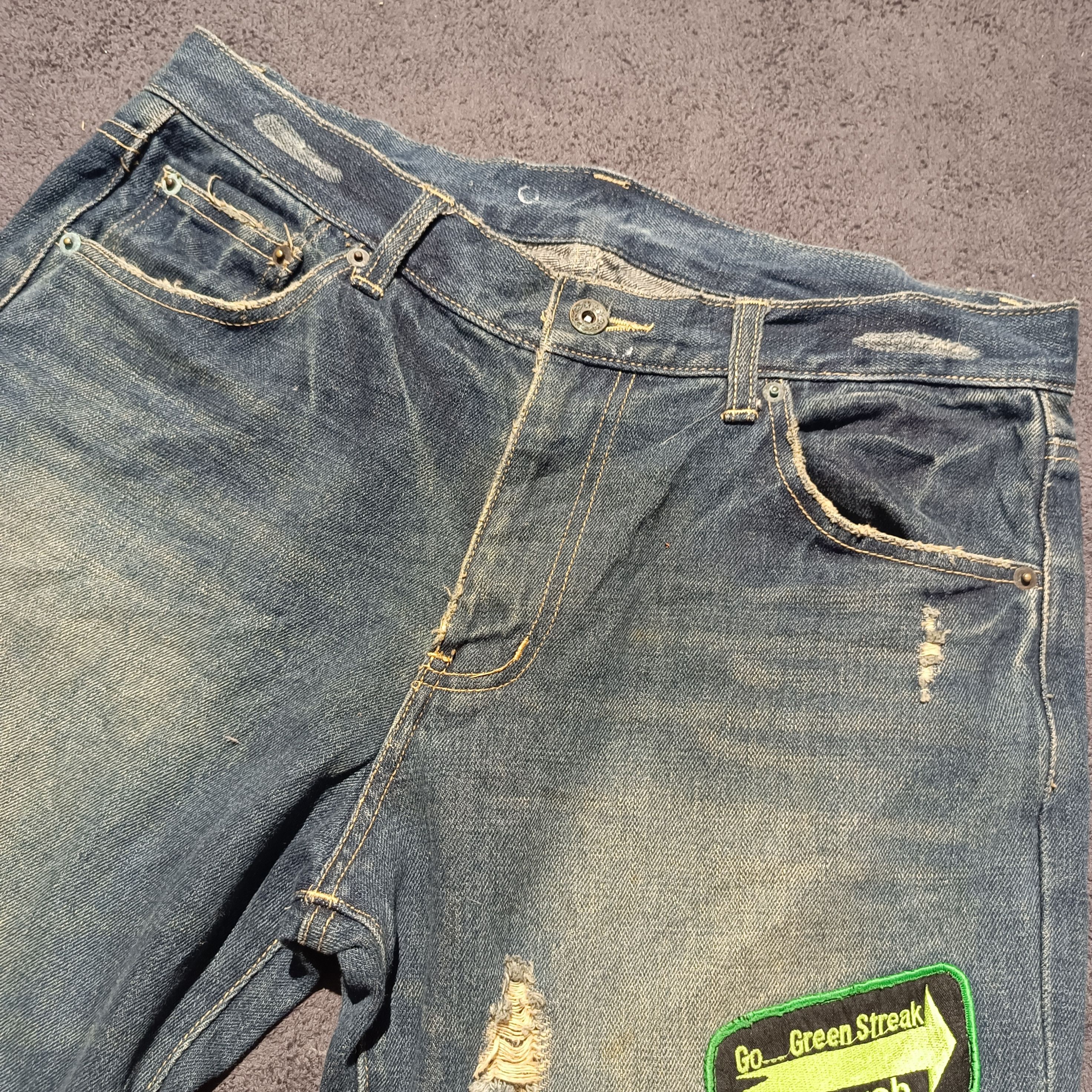 If Six Was Nine × Japanese Brand 🇯🇵 Y2k Japanese Ripped Denim Size US 34 / EU 50 - 7 Thumbnail