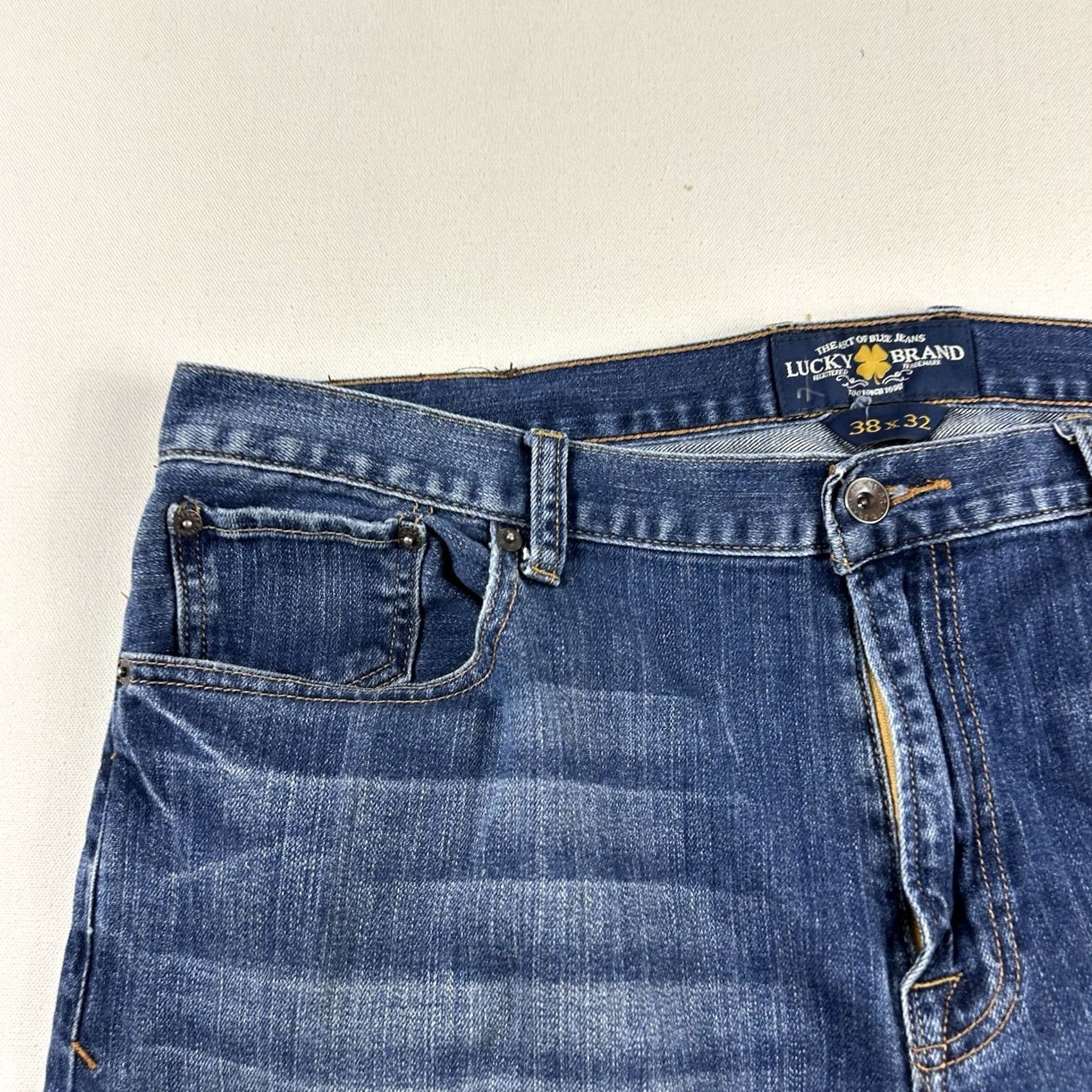 Lucky Brand Lucky Brand 329 Classic Straight Jeans Mens 38x24 Blue Dark Wash Denim Pants Regular Inseam 24 Stretch Pockets Logo Vintage No Rise Mid 10-12 Size US 38 / EU 54 - 5 Thumbnail