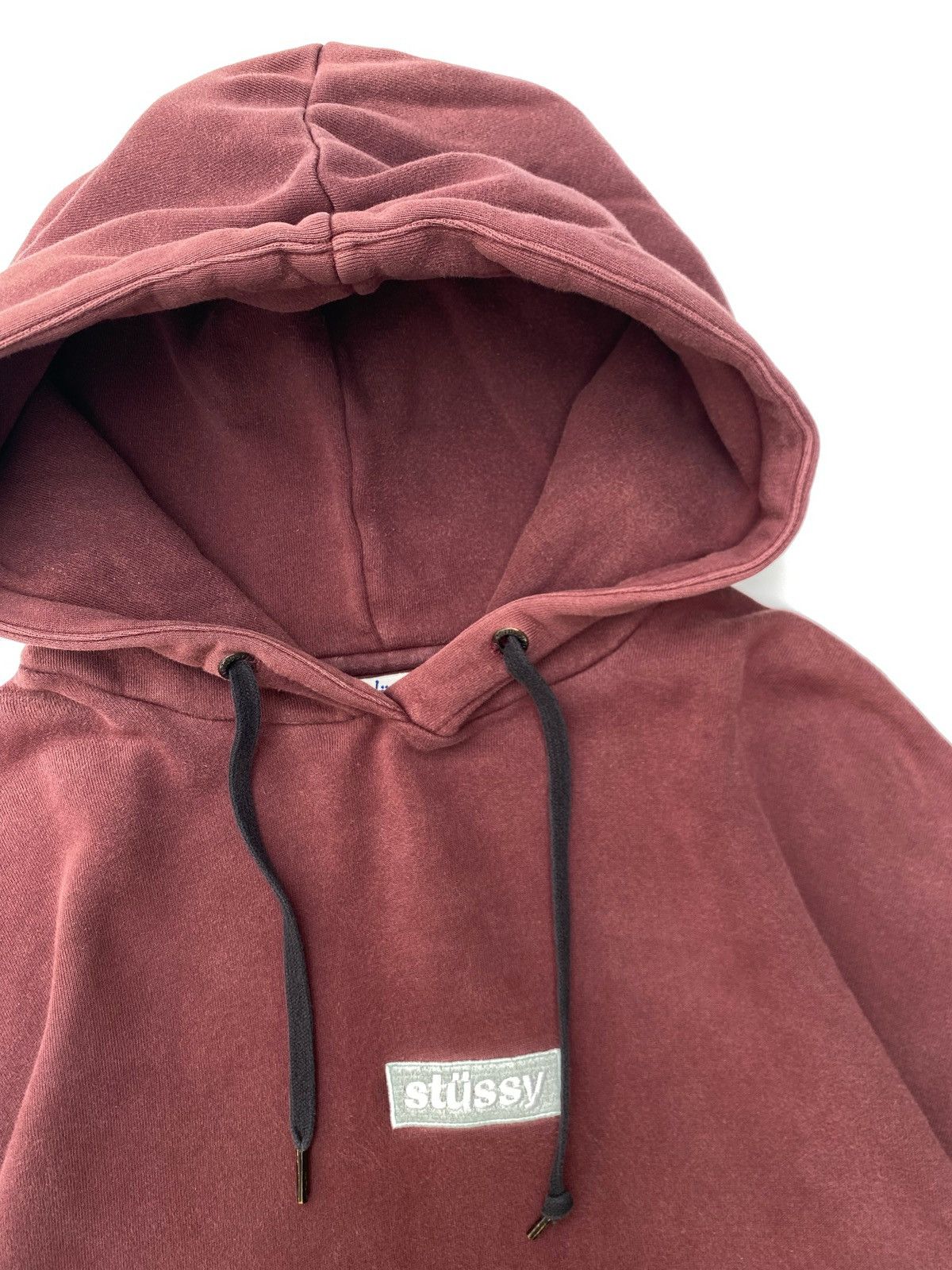 Stussy Vintage Stussy Box Logo Acid Washed Maroon Hoodie Size US L / EU 52-54 / 3 - 5 Thumbnail