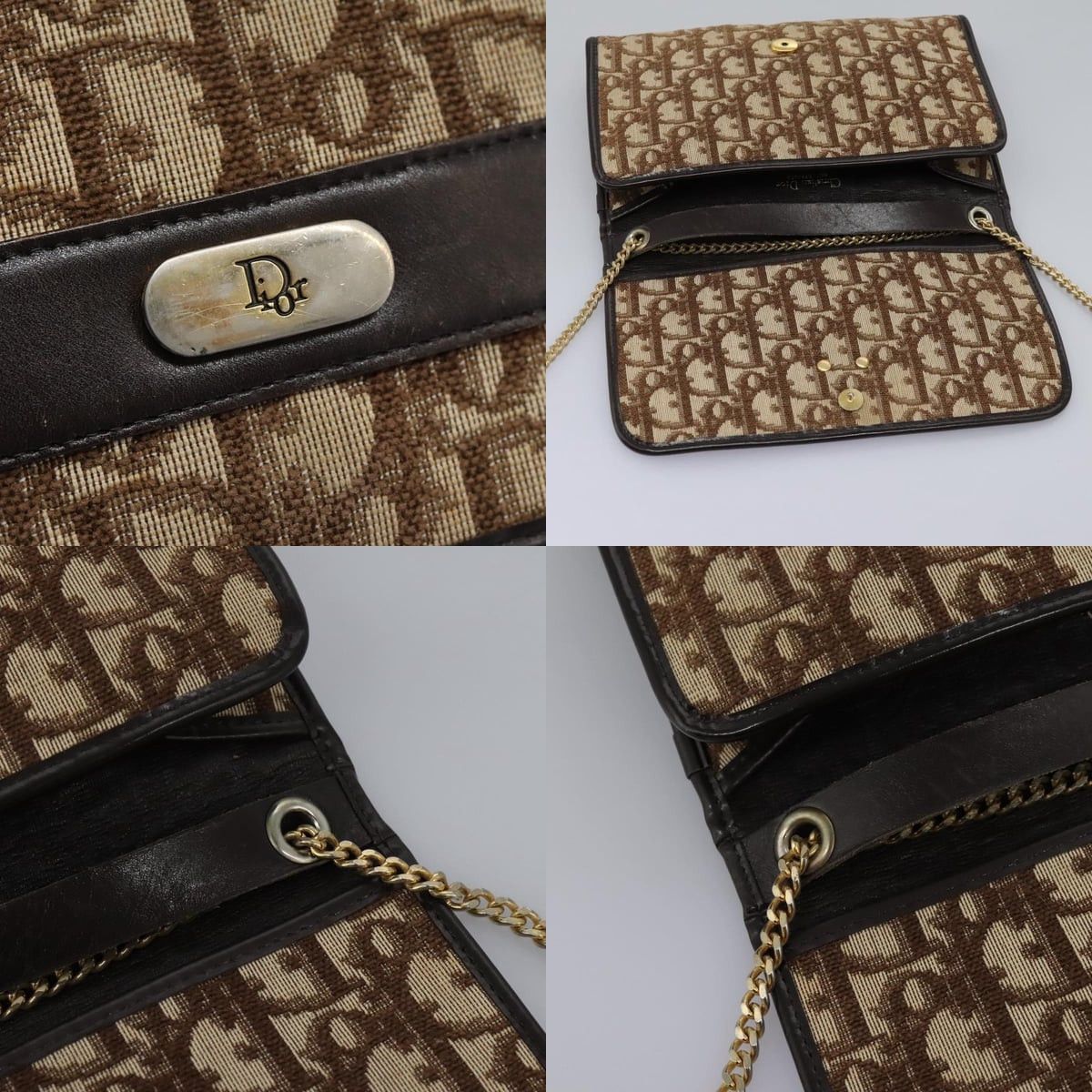 Dior DIOR Trotter Canvas Chain Shoulder Bag Brown Gold Size ONE SIZE - 11 Thumbnail