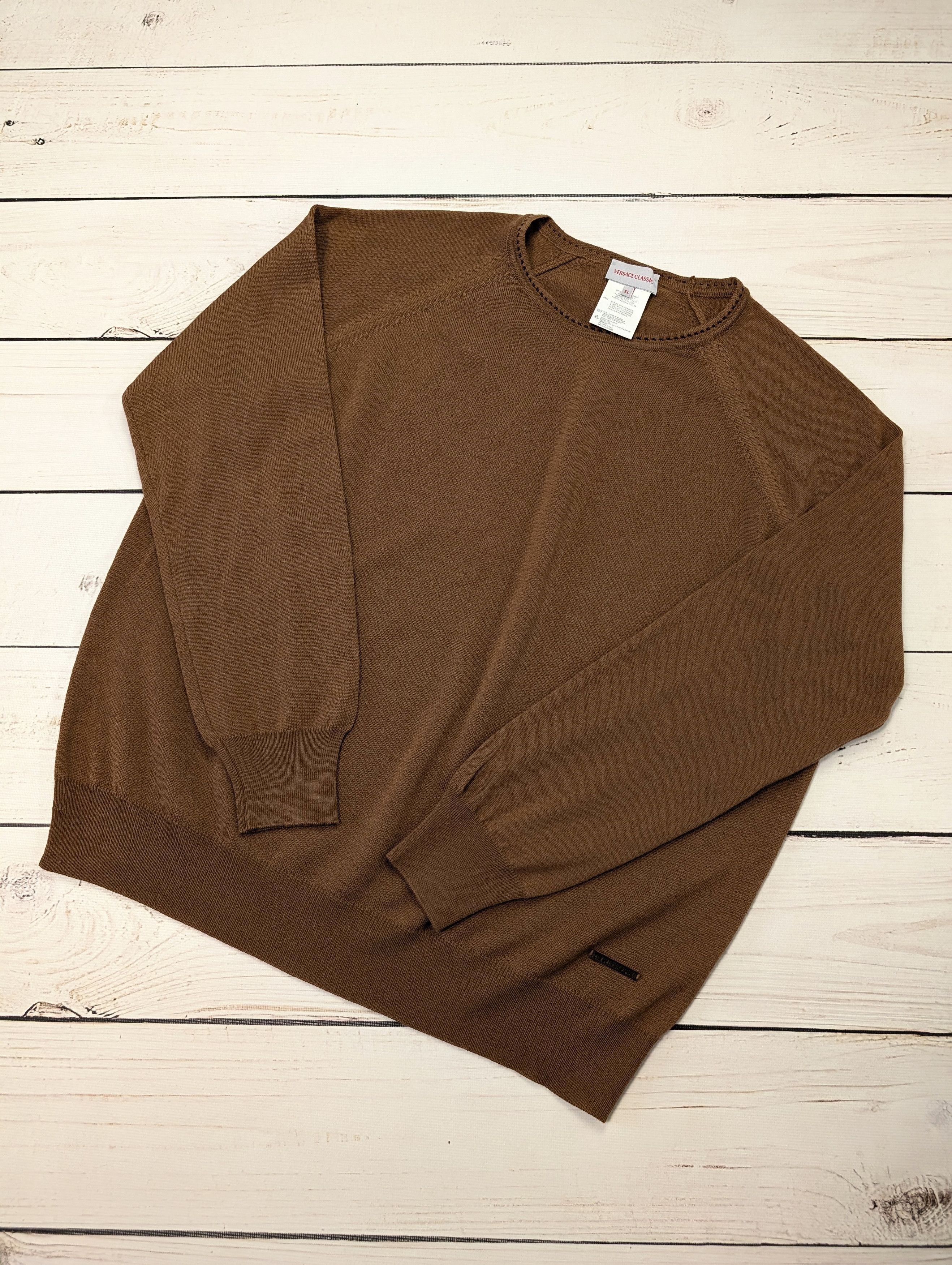 Versace VERSACE Classic Mens Pure Wool Sweater Brown Size XL Size US XL / EU 56 / 4 - 1 Thumbnail