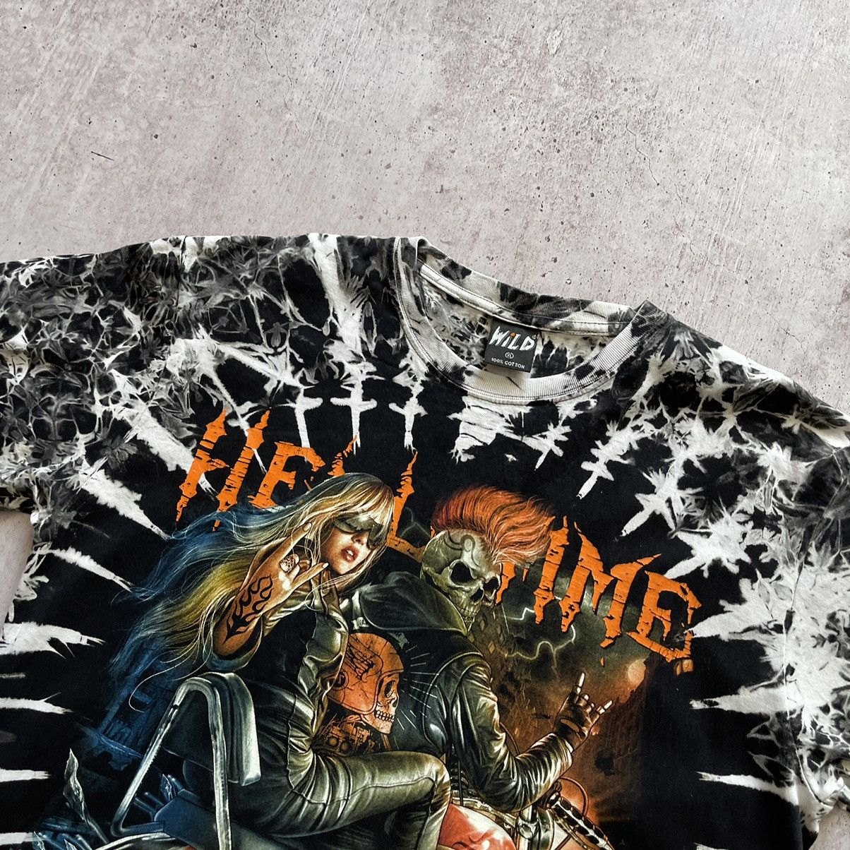 Vintage Vintage Hell Time wild rock girl Harley Davidson tai dai Size US XL / EU 56 / 4 - 5 Thumbnail