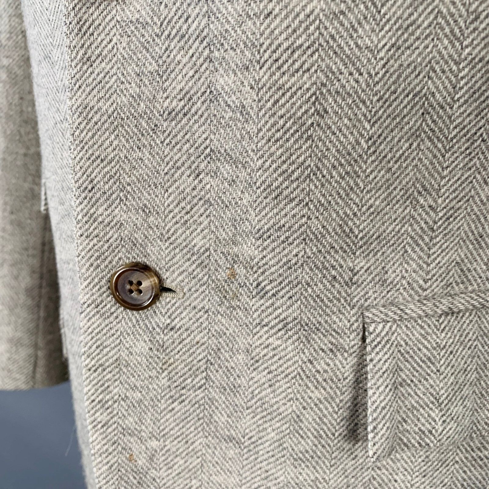 Ralph Lauren Grey Light Grey Herringbone Camel Hair Sport Coat Size 38R - 7 Thumbnail