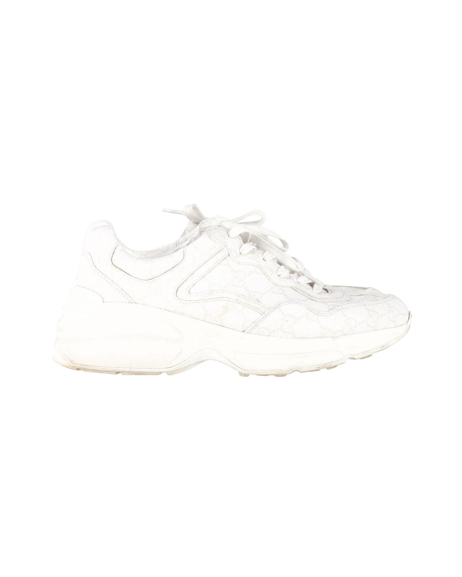 image of Gucci Chunky White Nylon Sneakers With Iconic Jacquard Pattern, Men's (Size 7)