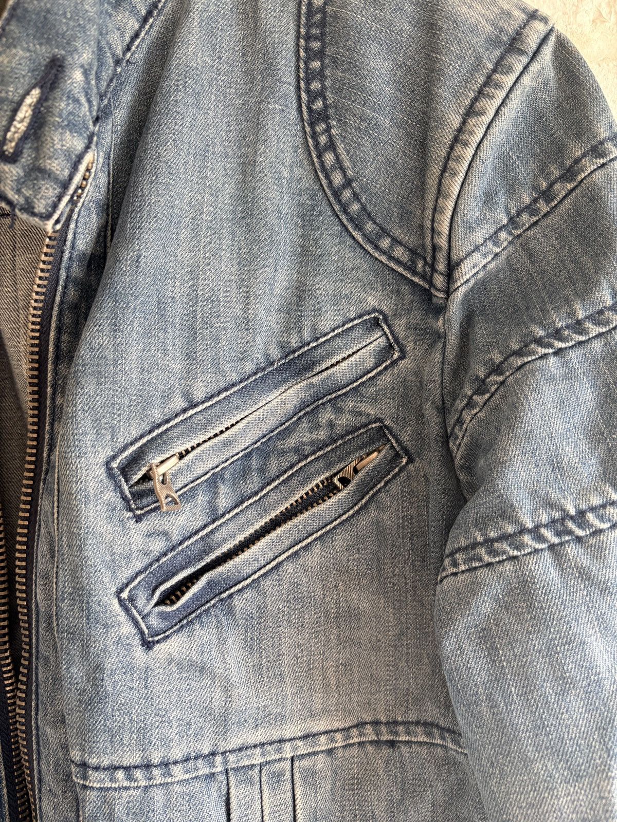 Vintage Vintage Washed Denim Biker Jacket Size L Size US M / EU 48-50 / 2 - 14 Thumbnail