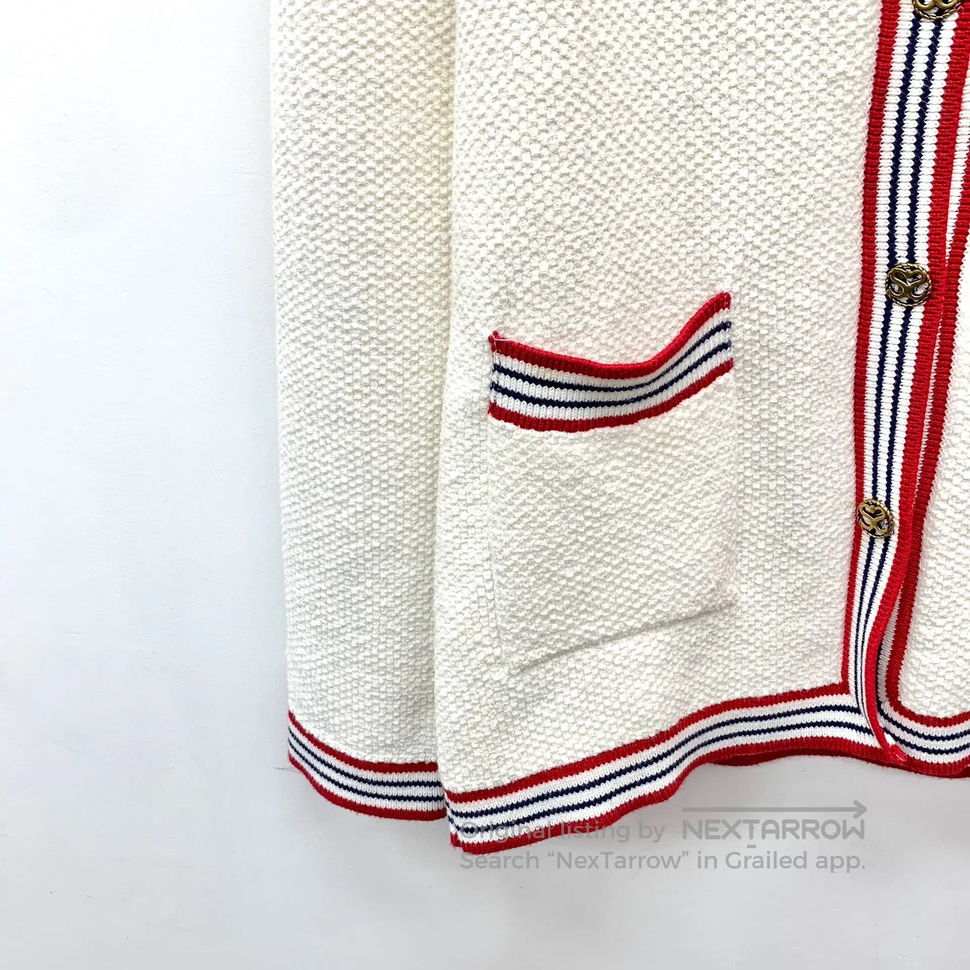 Sandro Sandro Off-White Stripe Trim Lapel Single-Breasted Long Sl Size US S / EU 44-46 / 1 - 4 Thumbnail