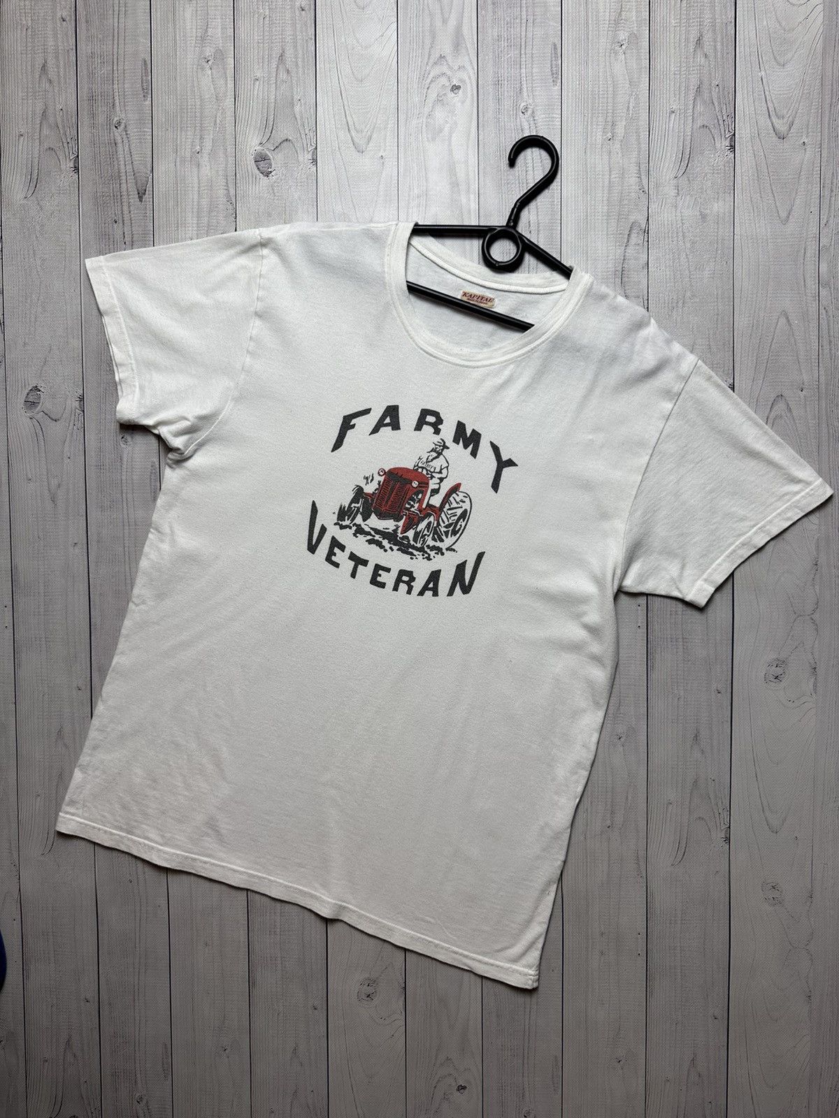 image of Kapital Japanese Tee Logo Farmy Veteran Size M in White, Men's