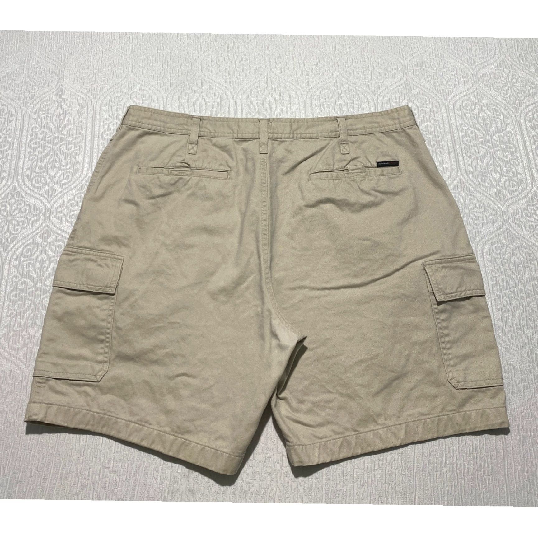 Perry Ellis Perry Ellis America Mens Cargo Shorts Khaki Cotton 38 Tan Beige Regular 6-Pocket Utility Workwear Casual Size US 38 / EU 54 - 2 Thumbnail
