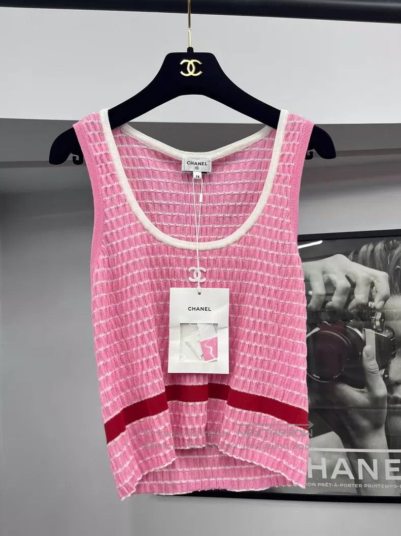 Chanel Chanel 24P pink striped vest Size XS / US 0-2 / IT 36-38 - 1 Thumbnail