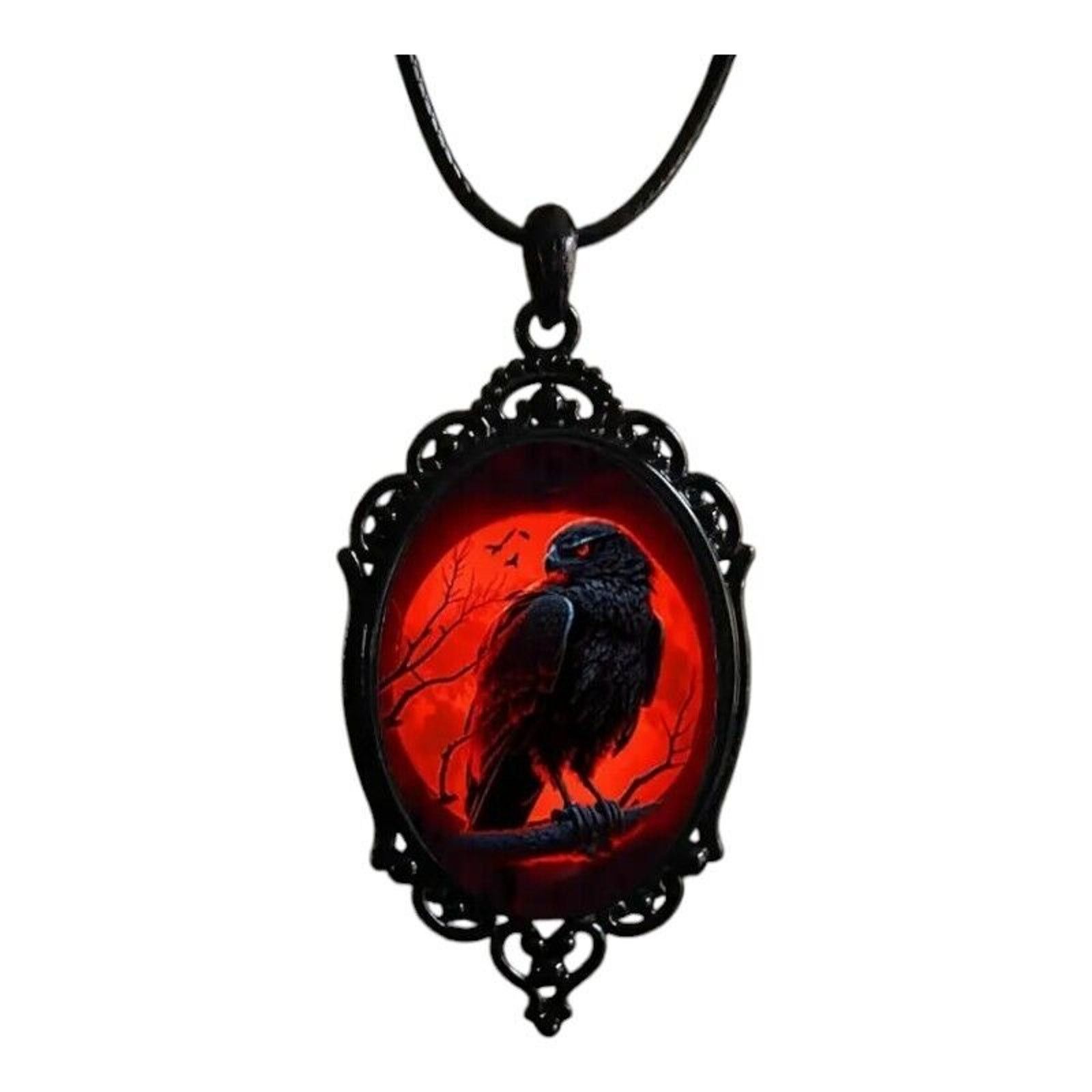 Other Gothic Halloween Retro Style Raven Design Pendant Necklace Size ONE SIZE - 3 Thumbnail