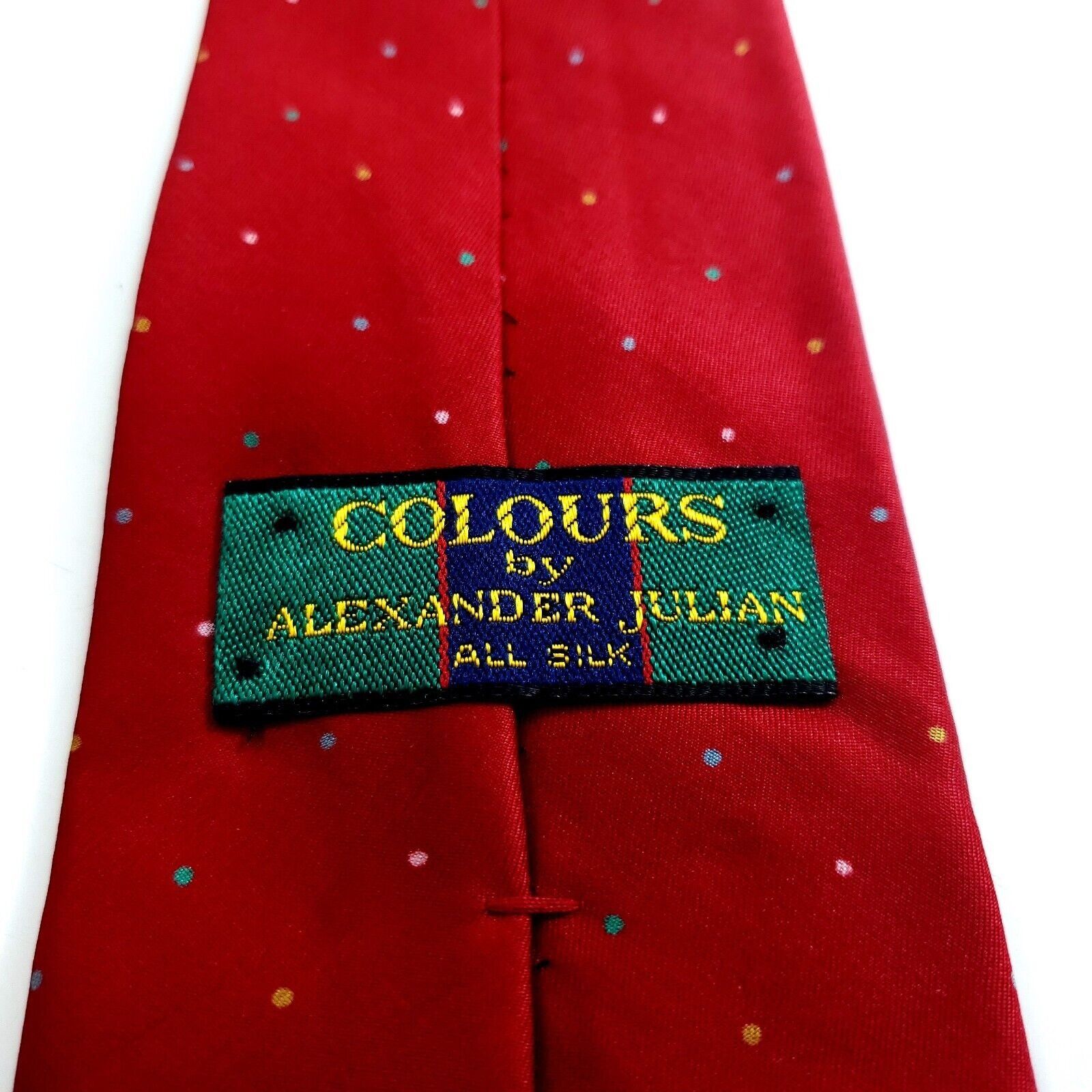 Alexander Julian Alexander Julian Colours Red Print Short Polka Dot Silk Tie Size ONE SIZE - 3 Thumbnail