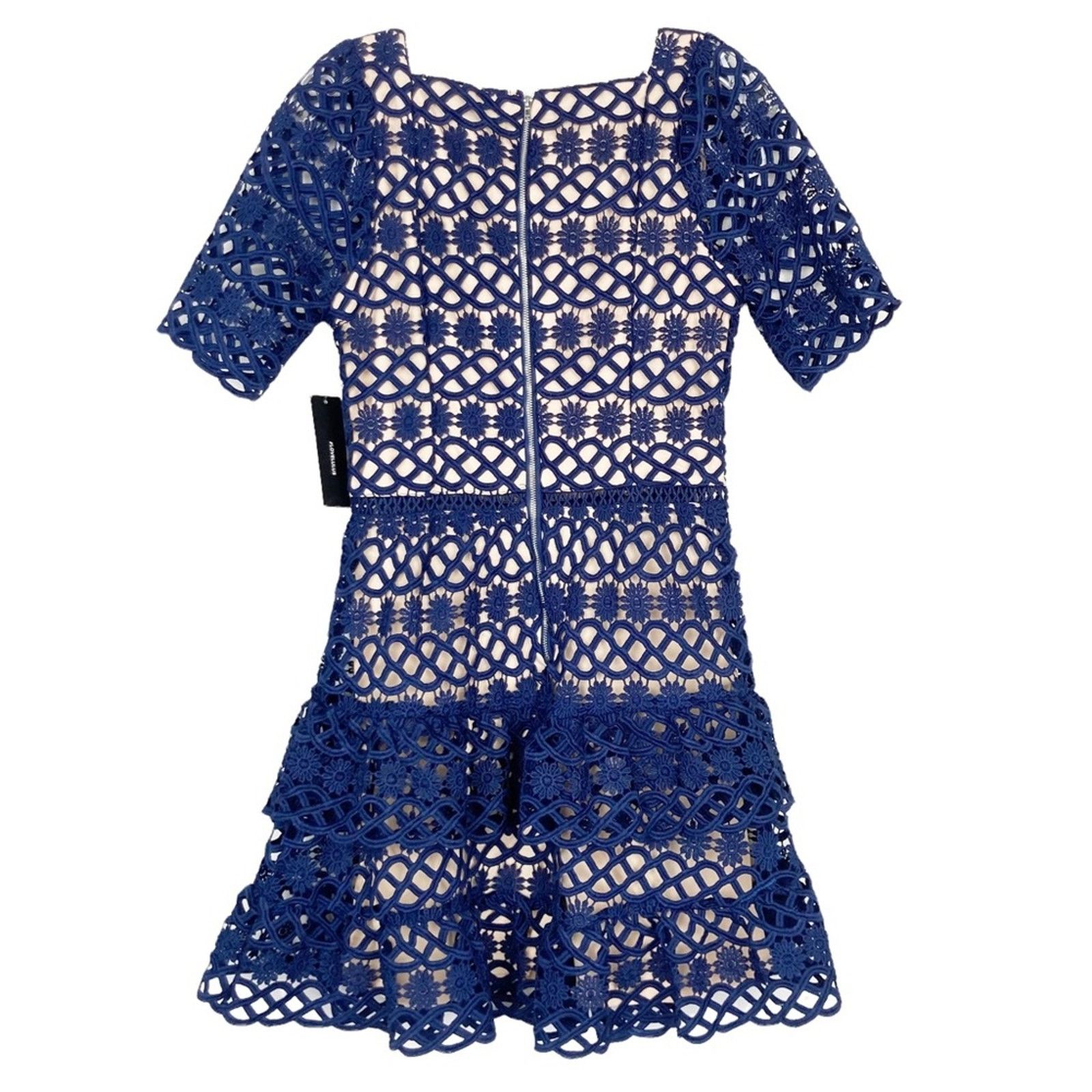 Other Lulu's Navy Blue Crochet Overlay Ruffle Hem Dress Sz S Size S / US 4 / IT 40 - 5 Thumbnail