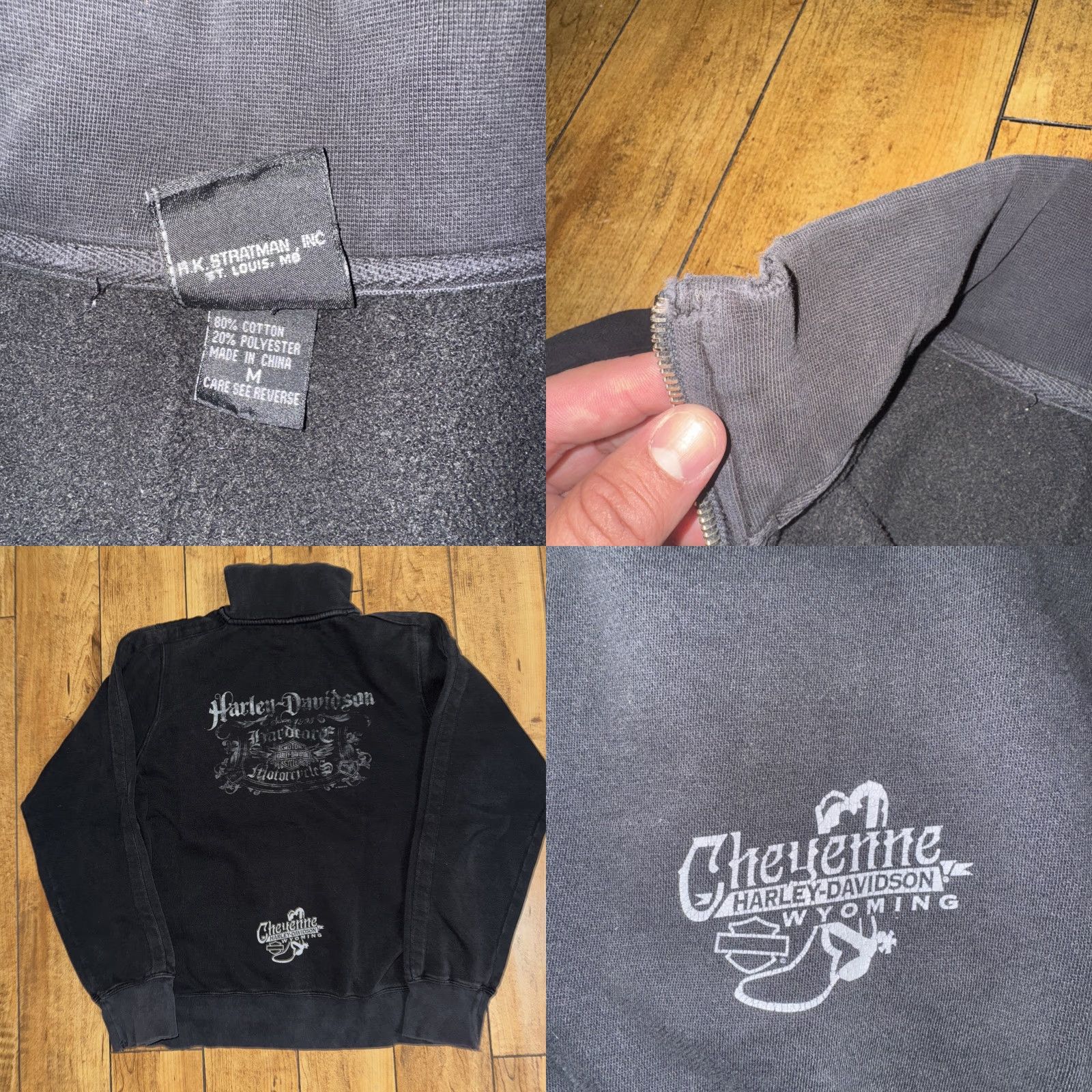 Harley Davidson Harley-Davidson Sweater Full Zip Mock Neck Black Med M Men's Size US M / EU 48-50 / 2 - 8 Thumbnail