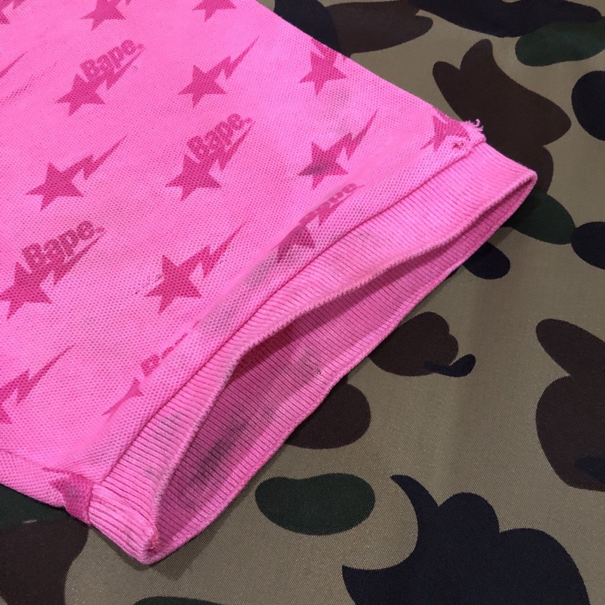 Bape Bape Sta Pattern Polo Shirts Size L Size US L / EU 52-54 / 3 - 6 Thumbnail